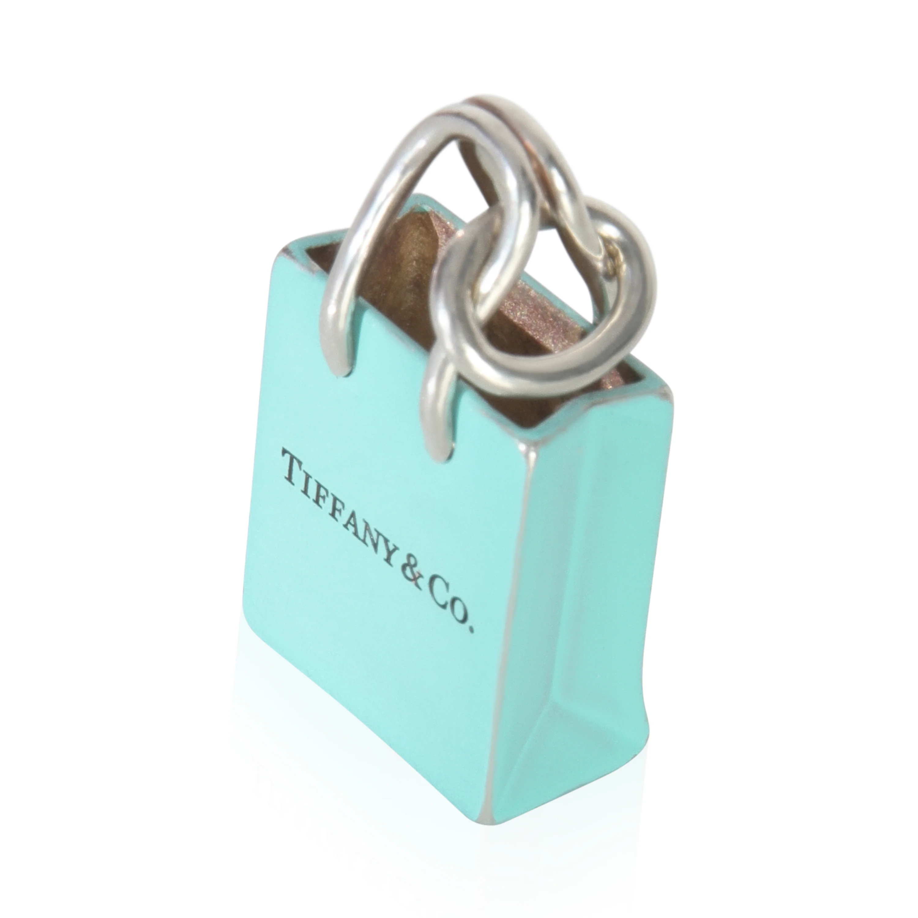 Sterling Silver  Blue Enamel Shopping Bag Charm - Image 2