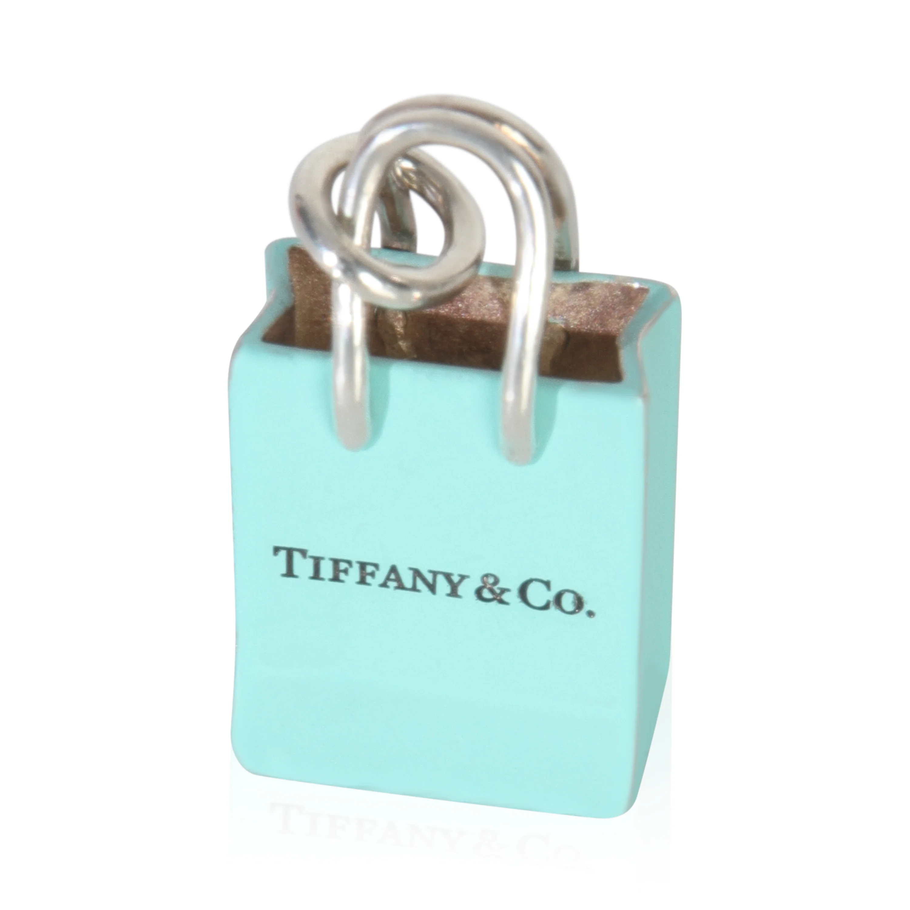 Sterling Silver  Blue Enamel Shopping Bag Charm - Image 3