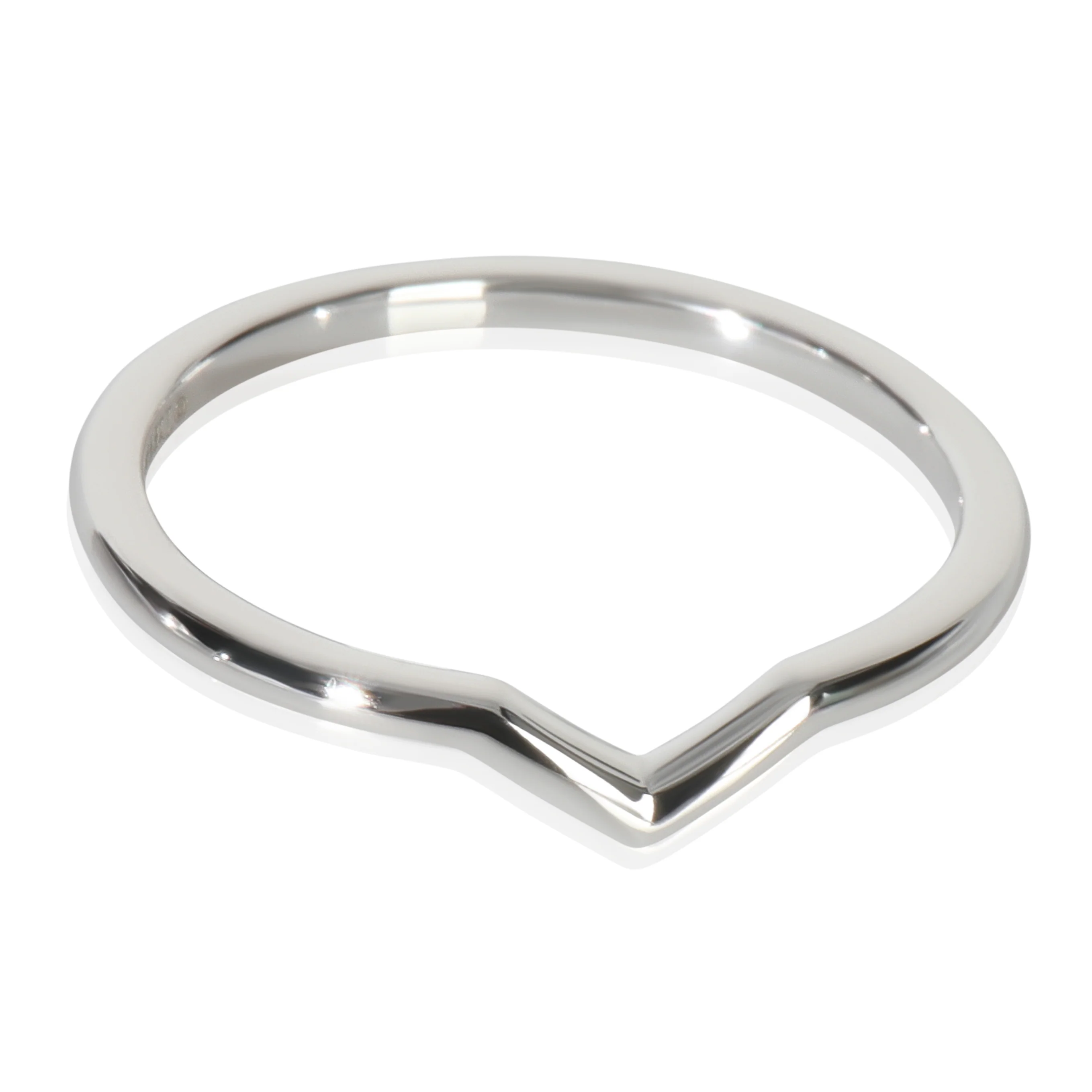 Platinum  Knife Edge Curved Wedding Band