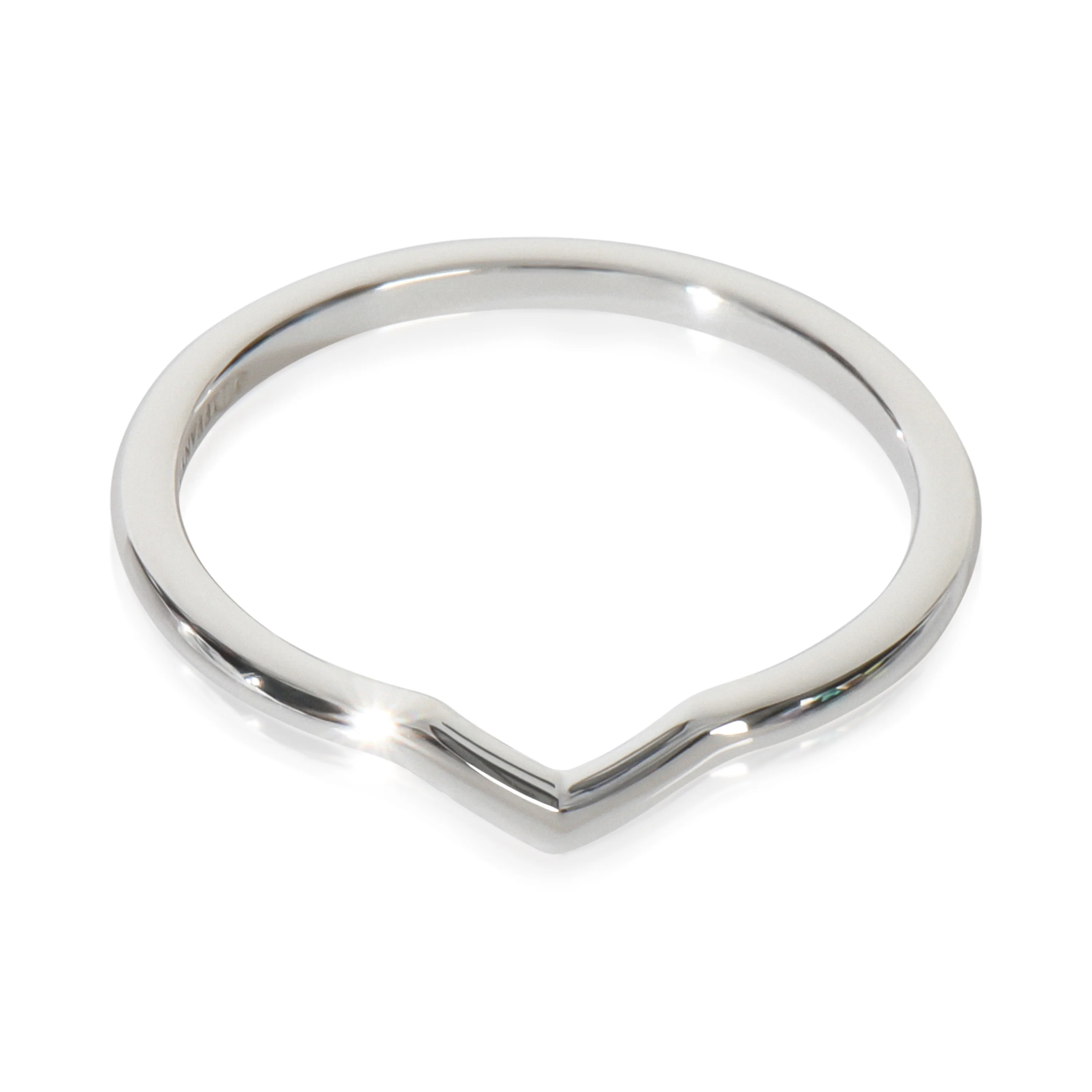 Platinum  Knife Edge Curved Wedding Band - Image 2