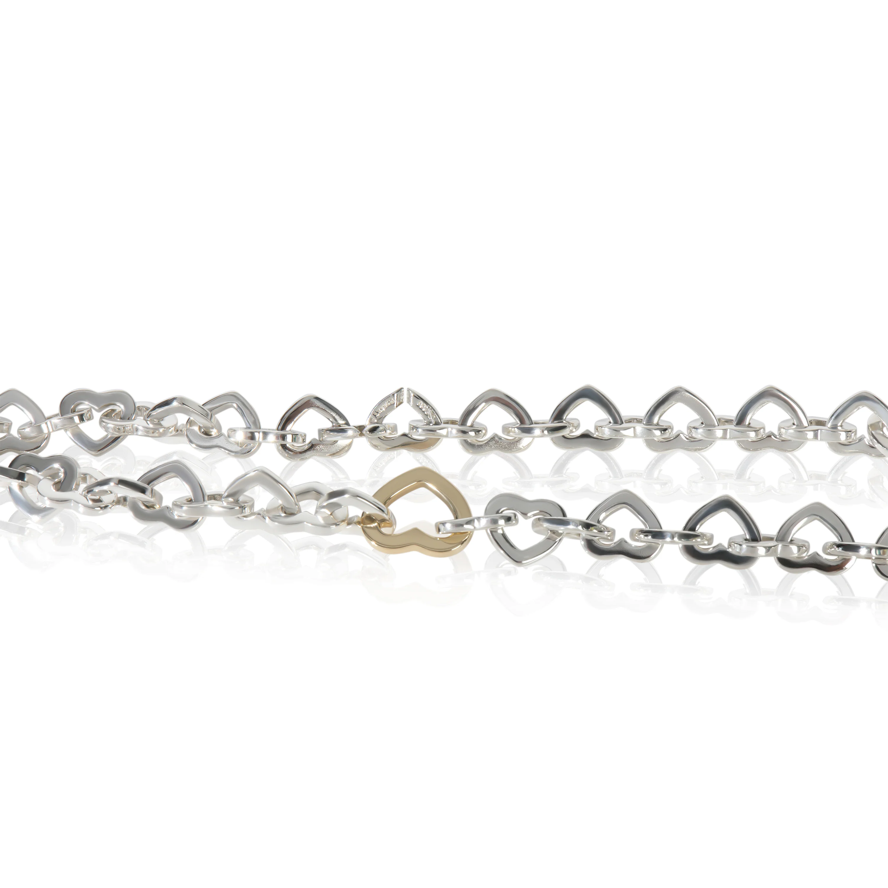 Yellow Gold & Sterling Silver  Heart Link Necklace - Image 4
