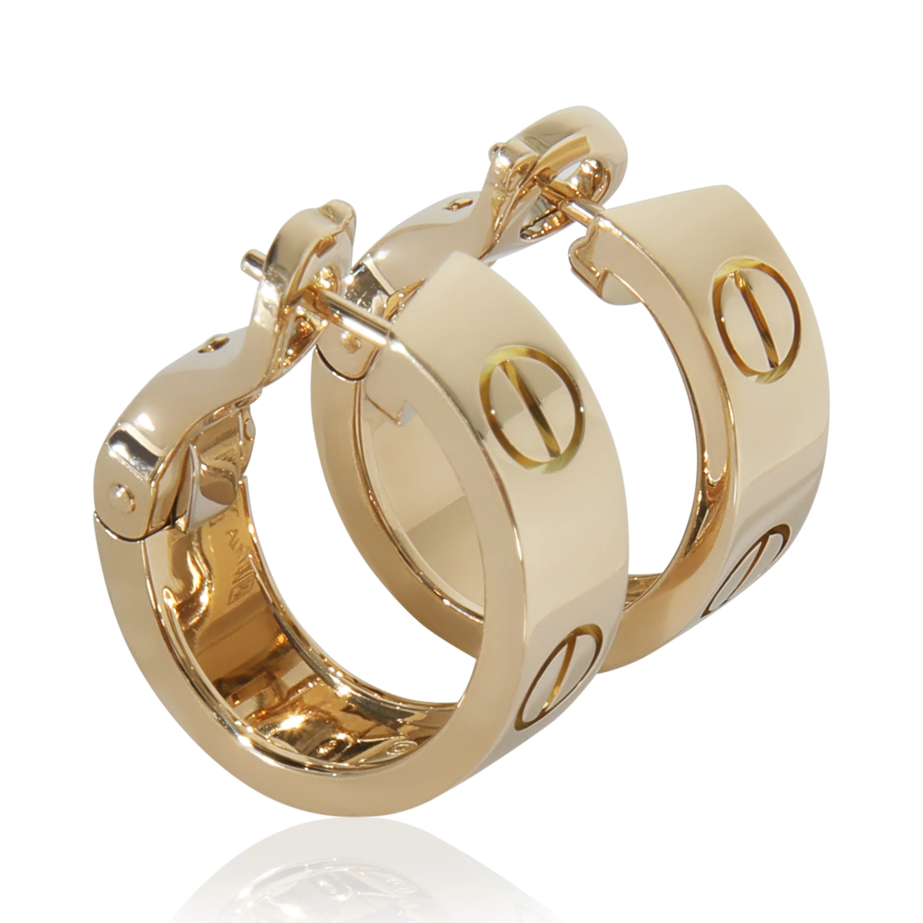 Yellow Gold  Love Hoop Earrings - Image 2