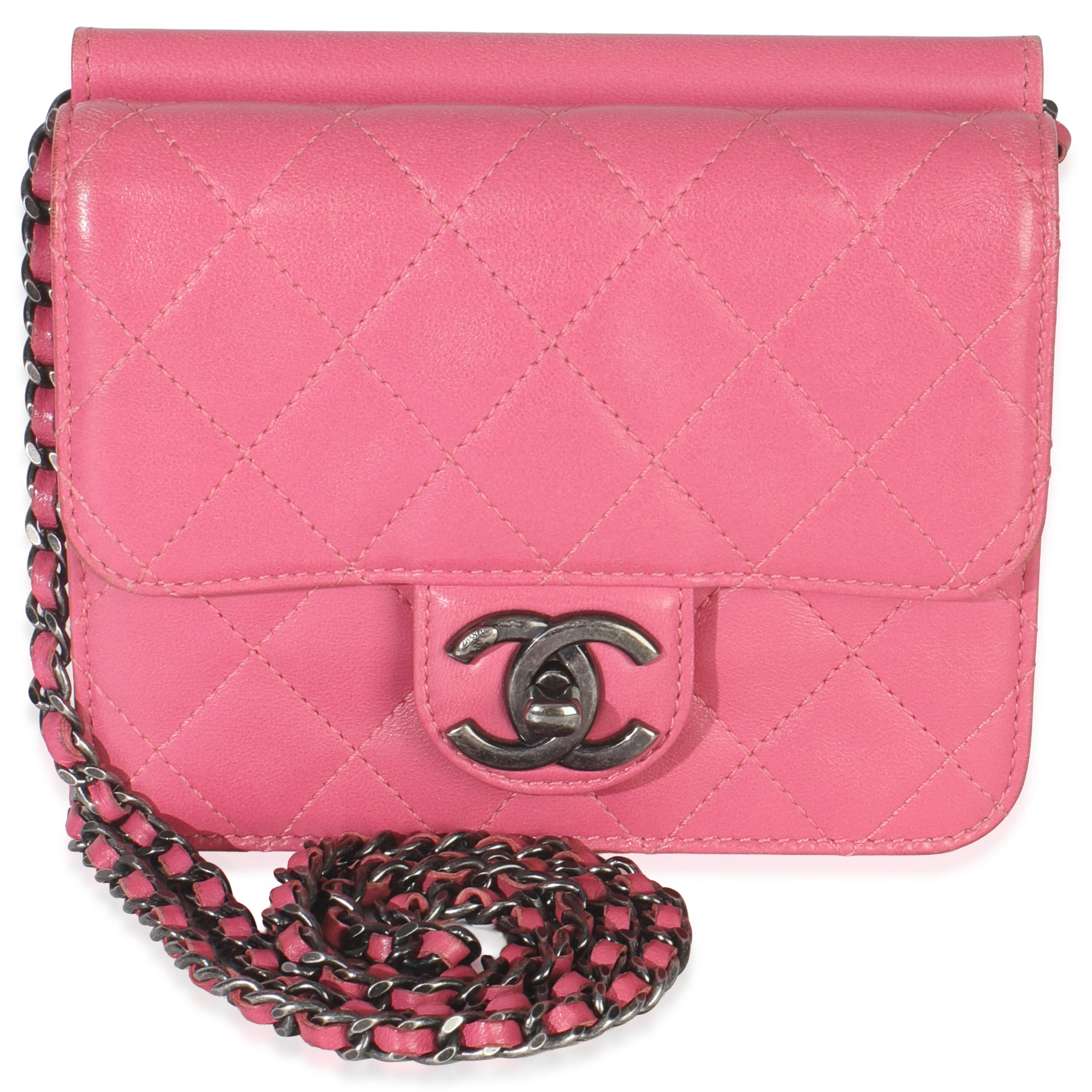 Pink Quilted Lambskin Mini Crossing Times Flap Bag