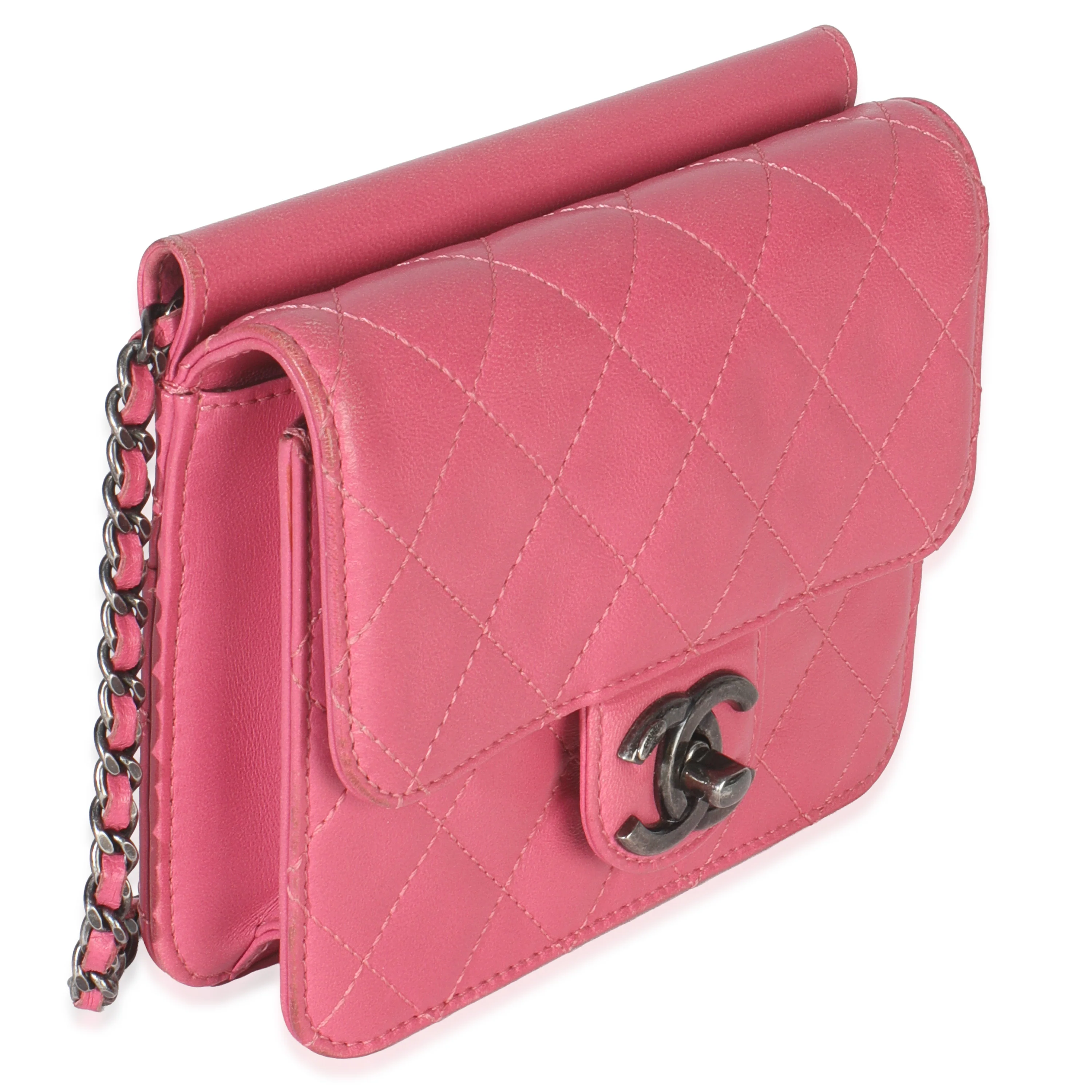 Pink Quilted Lambskin Mini Crossing Times Flap Bag - Image 3