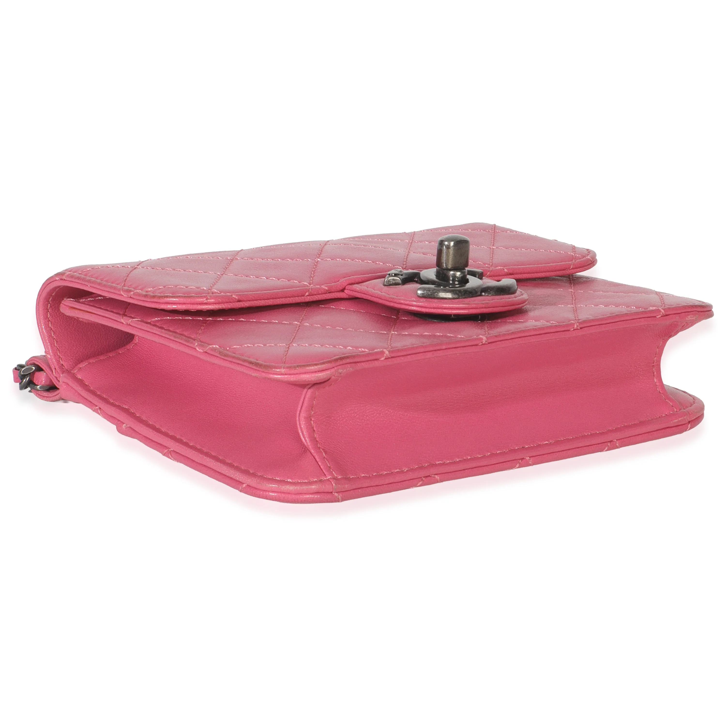 Pink Quilted Lambskin Mini Crossing Times Flap Bag - Image 6