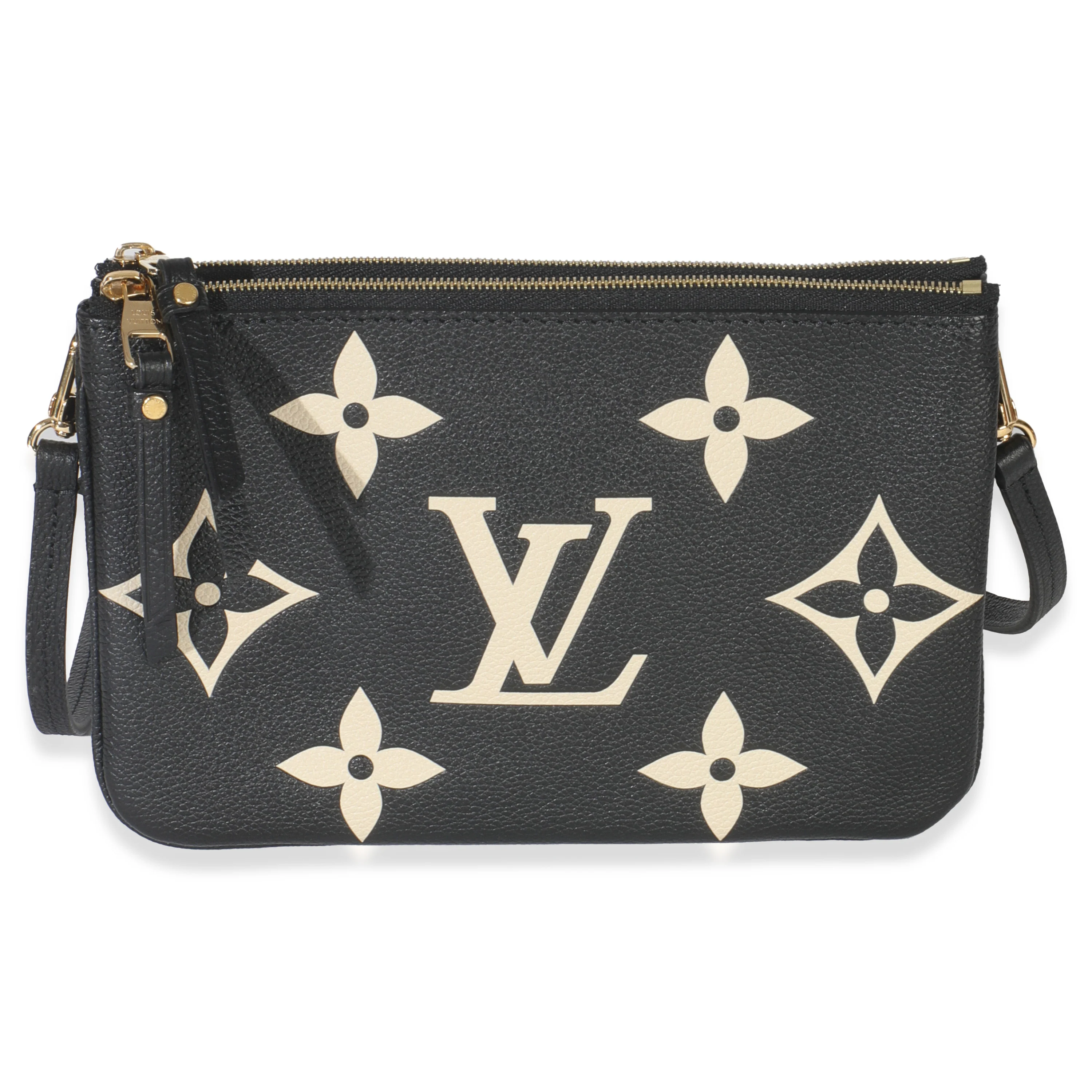 Black Cream Giant Monogram Empreinte Double Zip Pochette