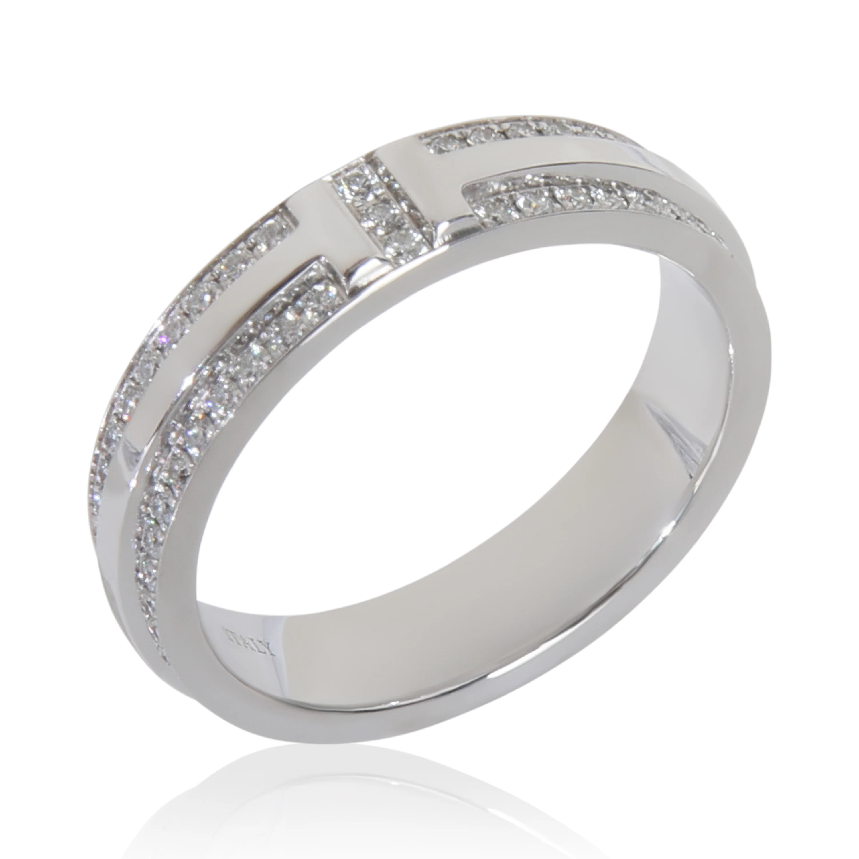White Gold Diamond Tiffany T Narrow Ring - Image 4