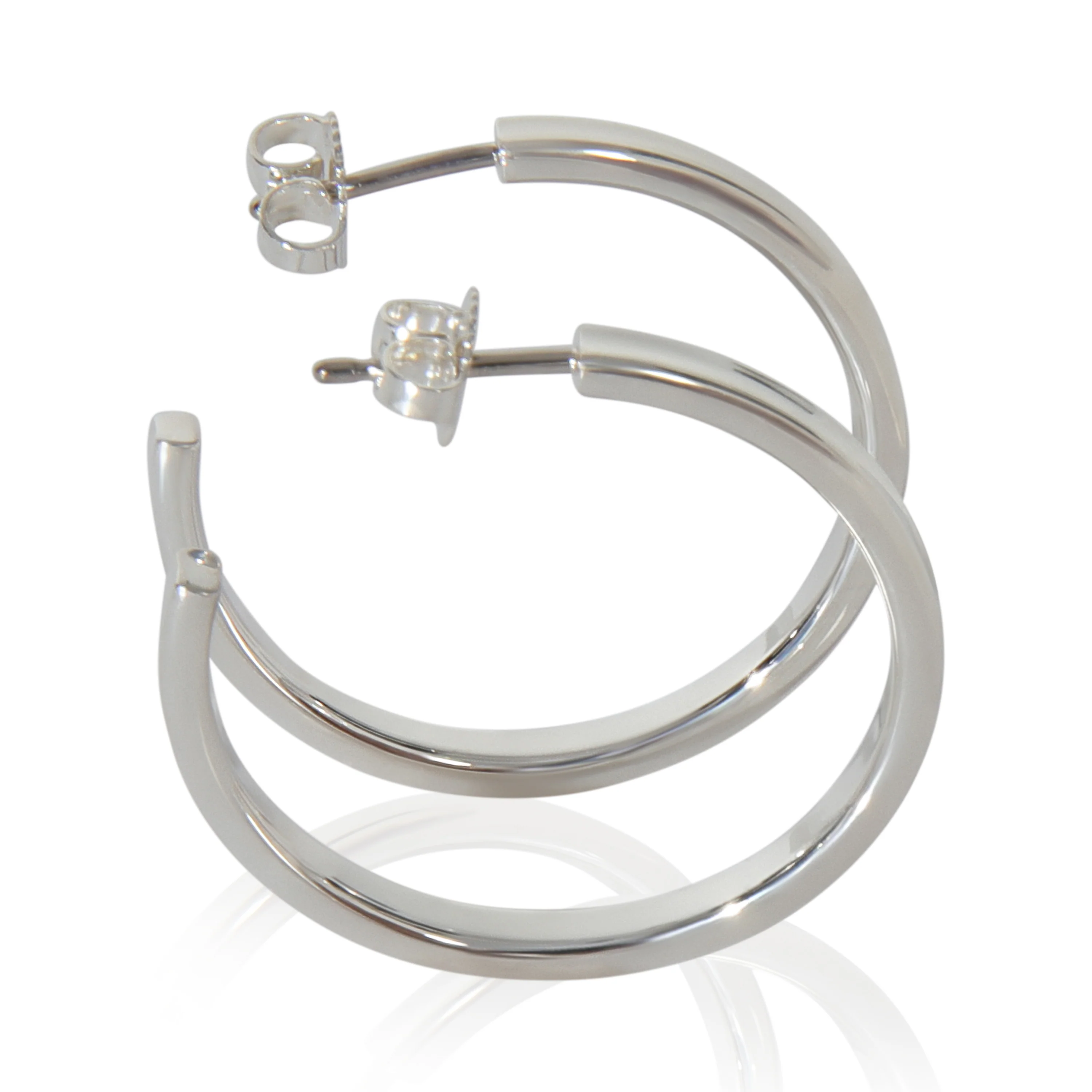 Sterling Silver  Medium 1837 Hoop Earrings - Image 3