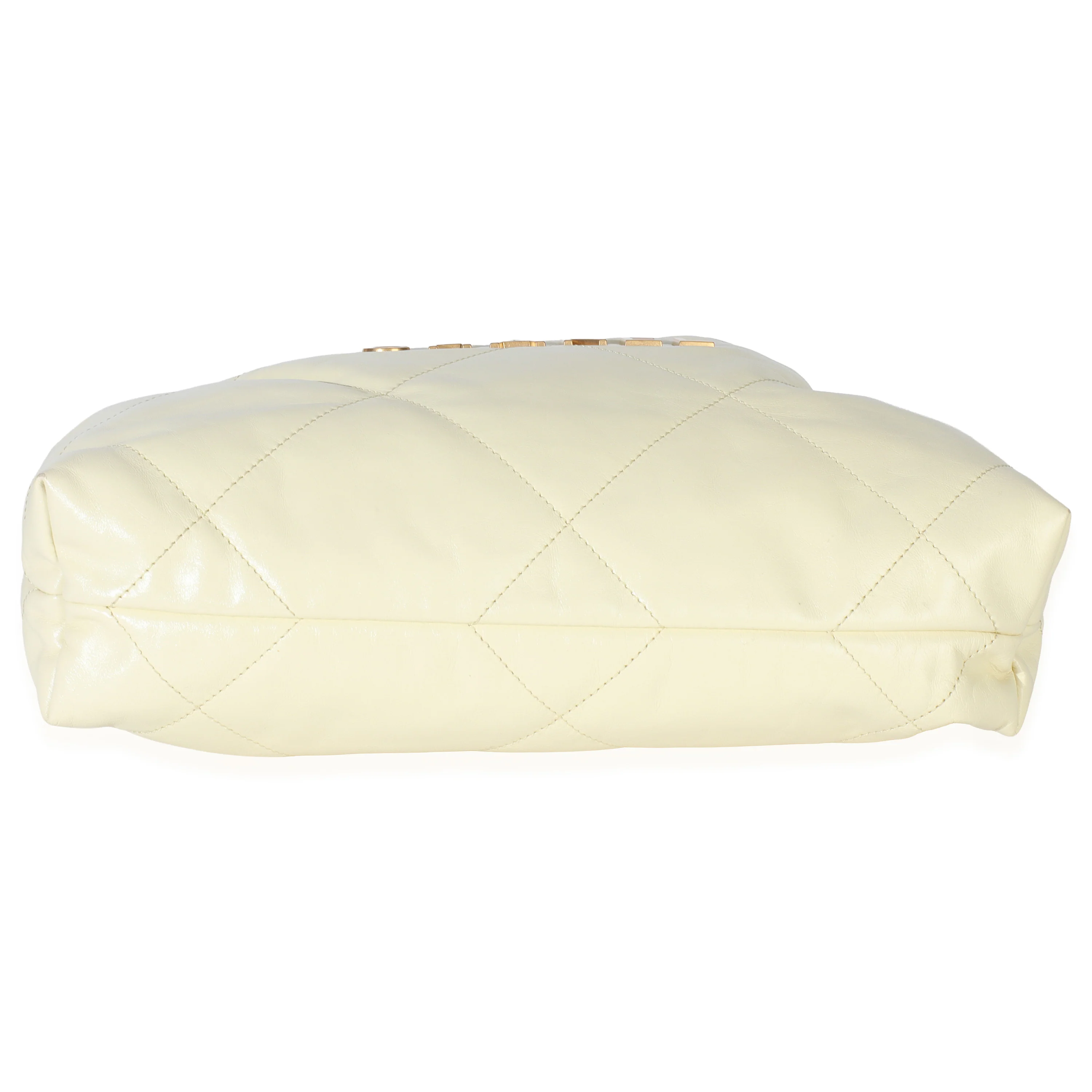 Pale Yellow Quilted Lambskin Chanel Small 22 Hobo - Image 5