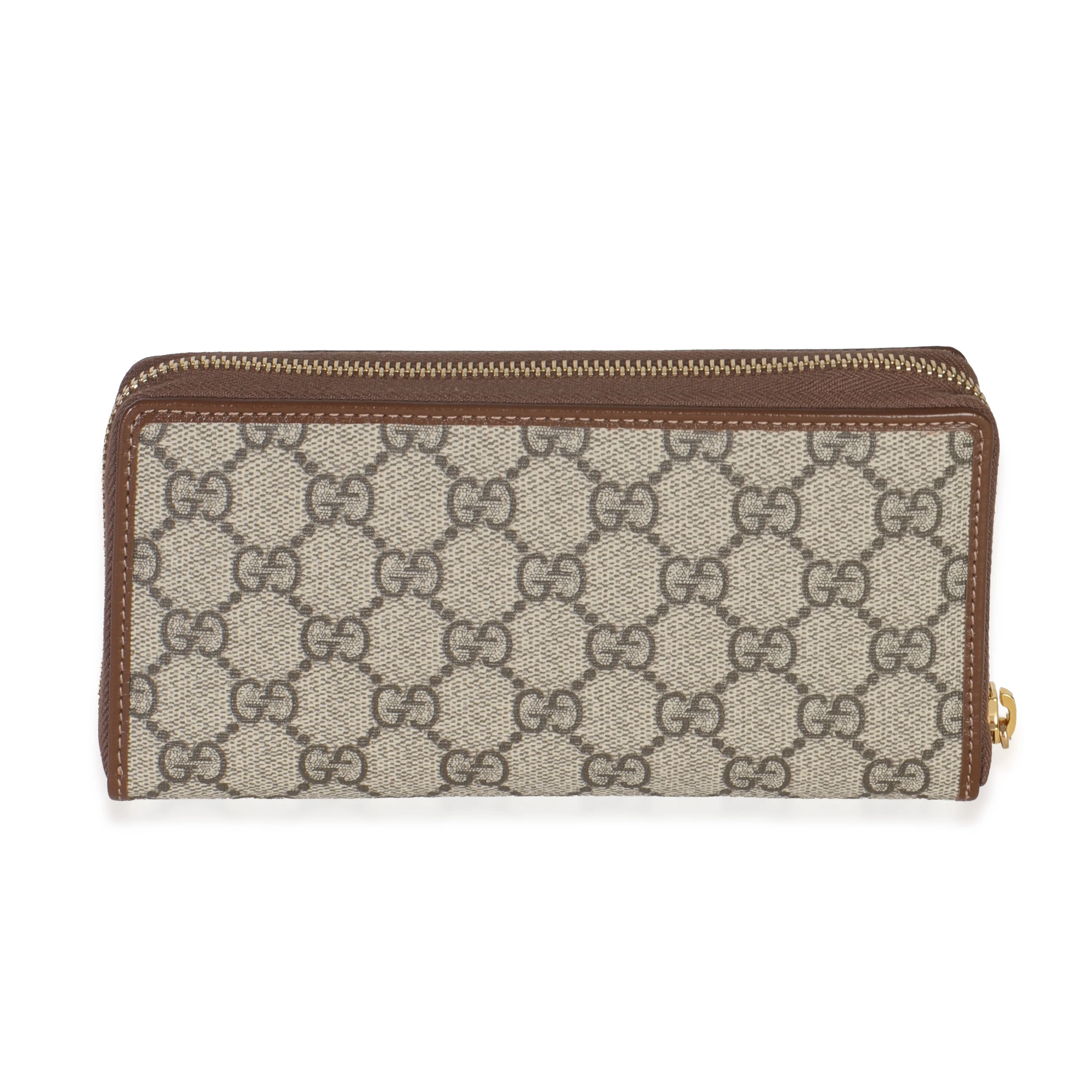 Beige Brown GG Supreme Canvas Retro Interlocking G Wallet - Image 4