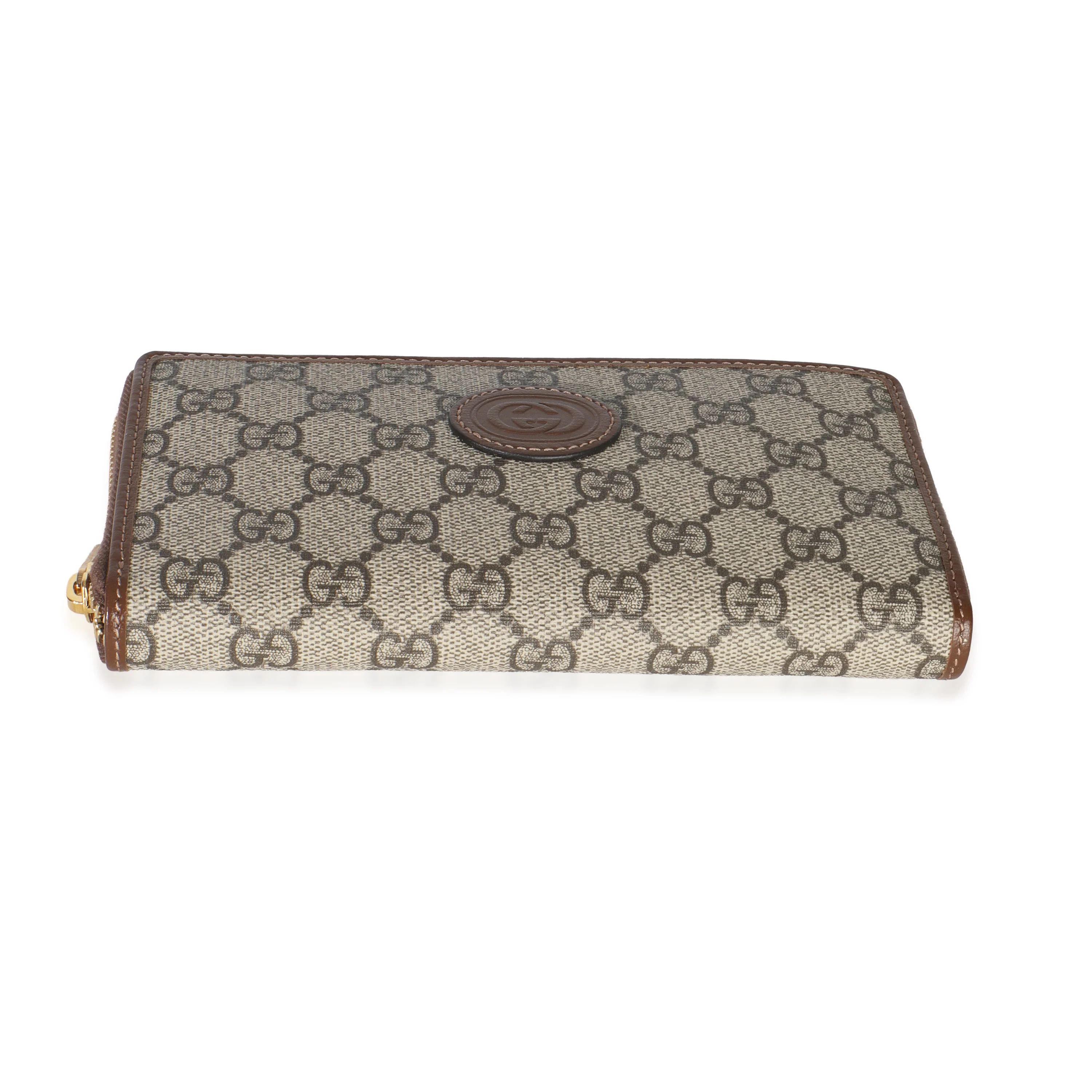 Beige Brown GG Supreme Canvas Retro Interlocking G Wallet - Image 9