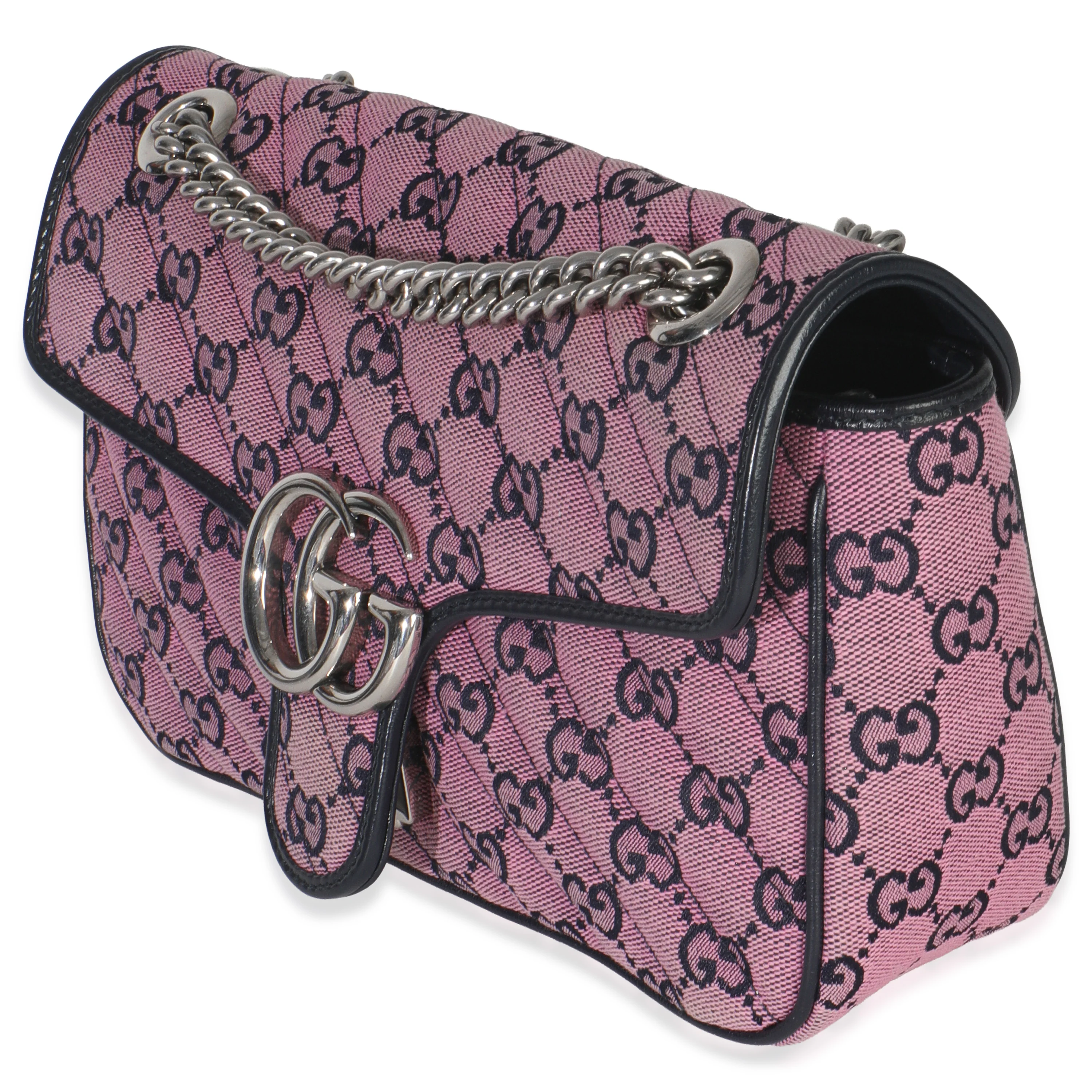 Pink GG Matelasse Diagonal Canvas Small GG Marmont Shoulder Bag - Image 2