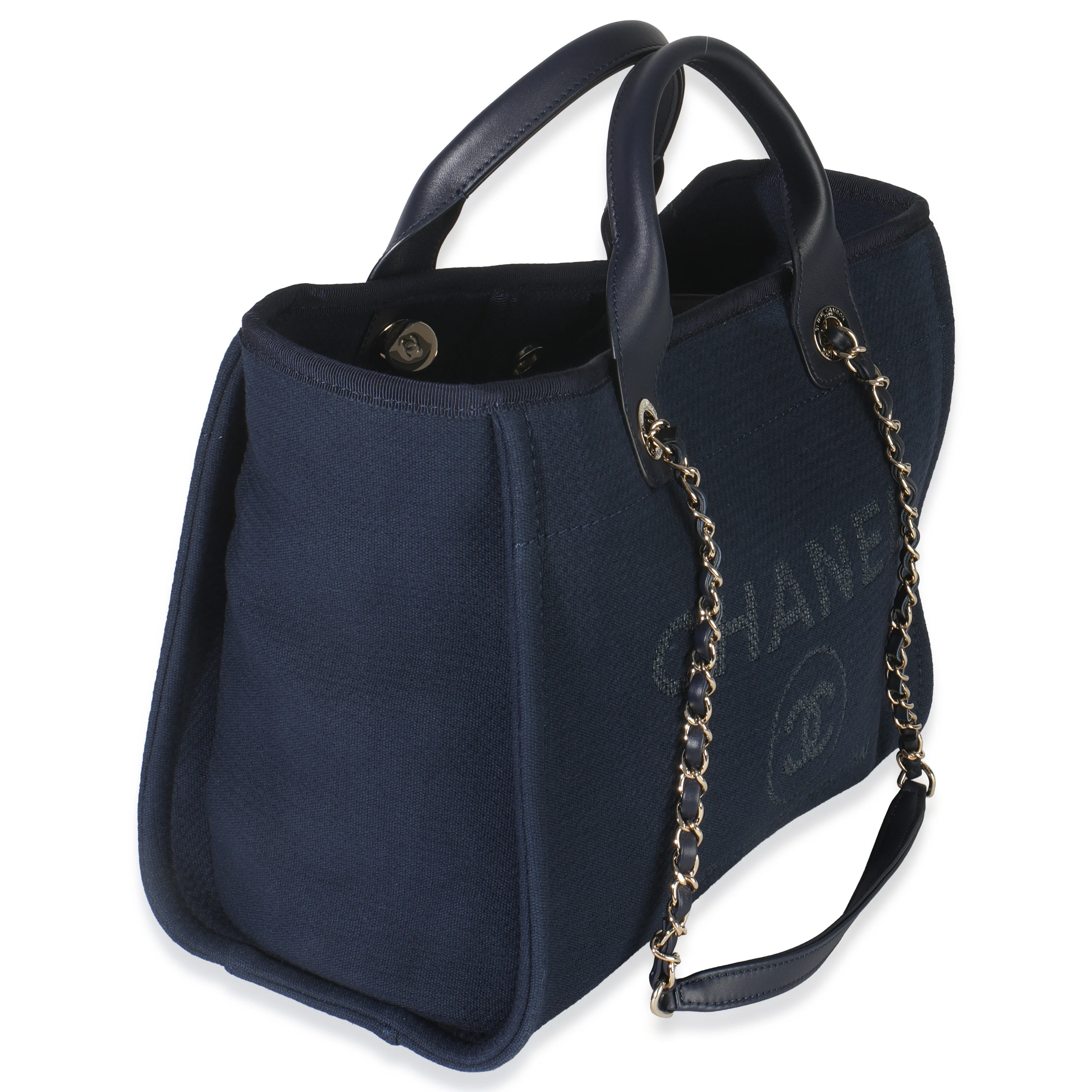 23A Navy Mixed Fibers Large Deauville Tote - Image 3