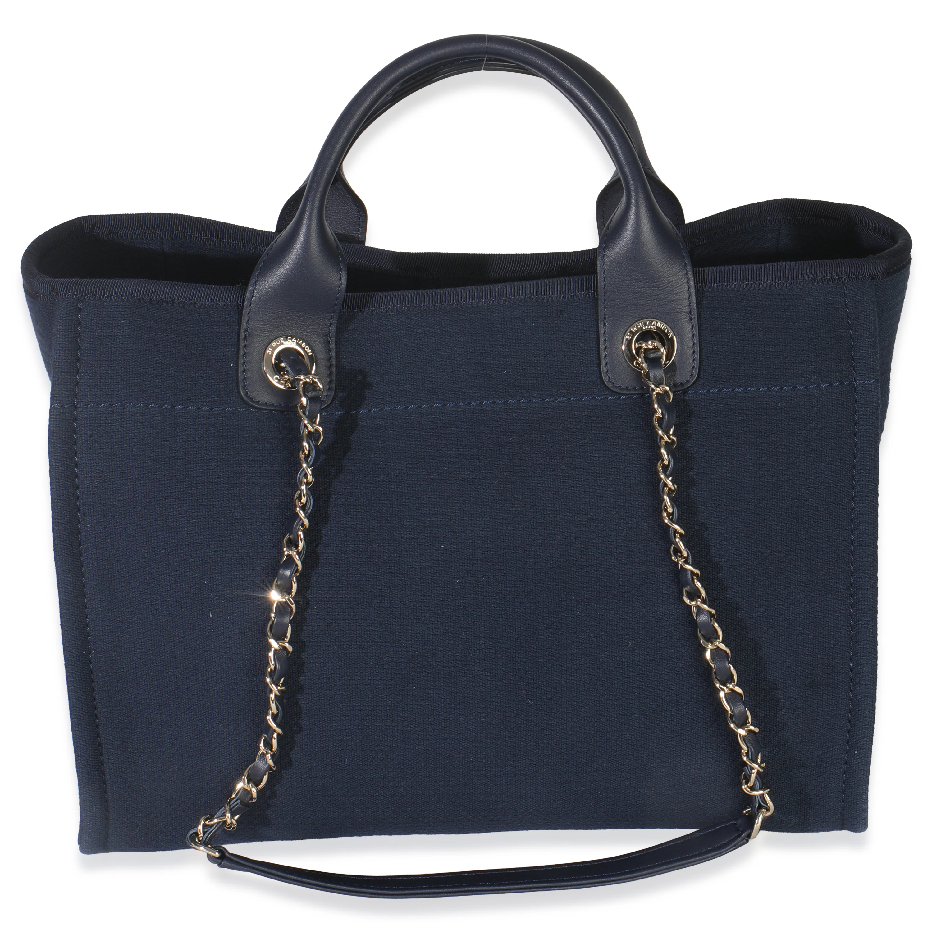 23A Navy Mixed Fibers Large Deauville Tote - Image 4
