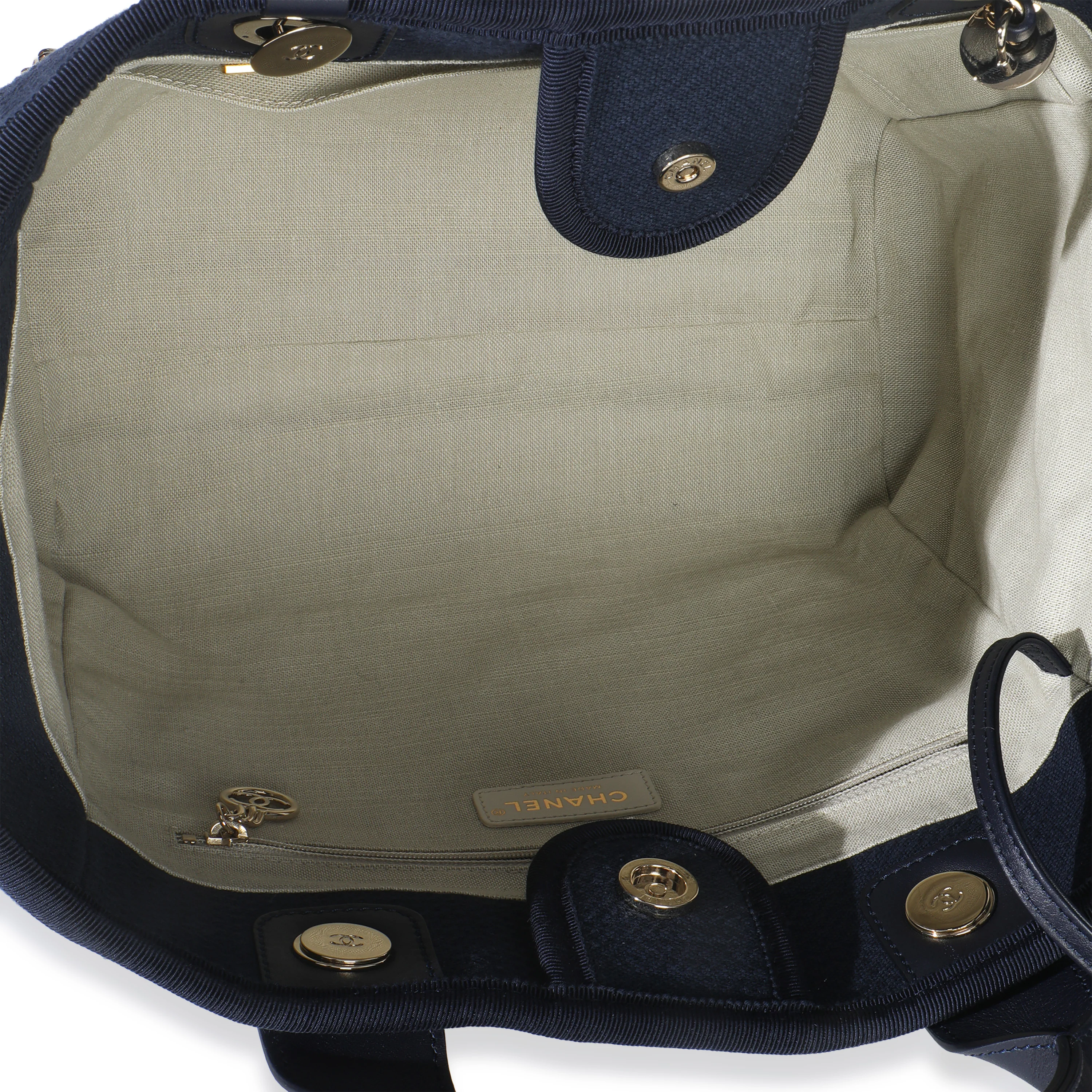 23A Navy Mixed Fibers Large Deauville Tote - Image 8