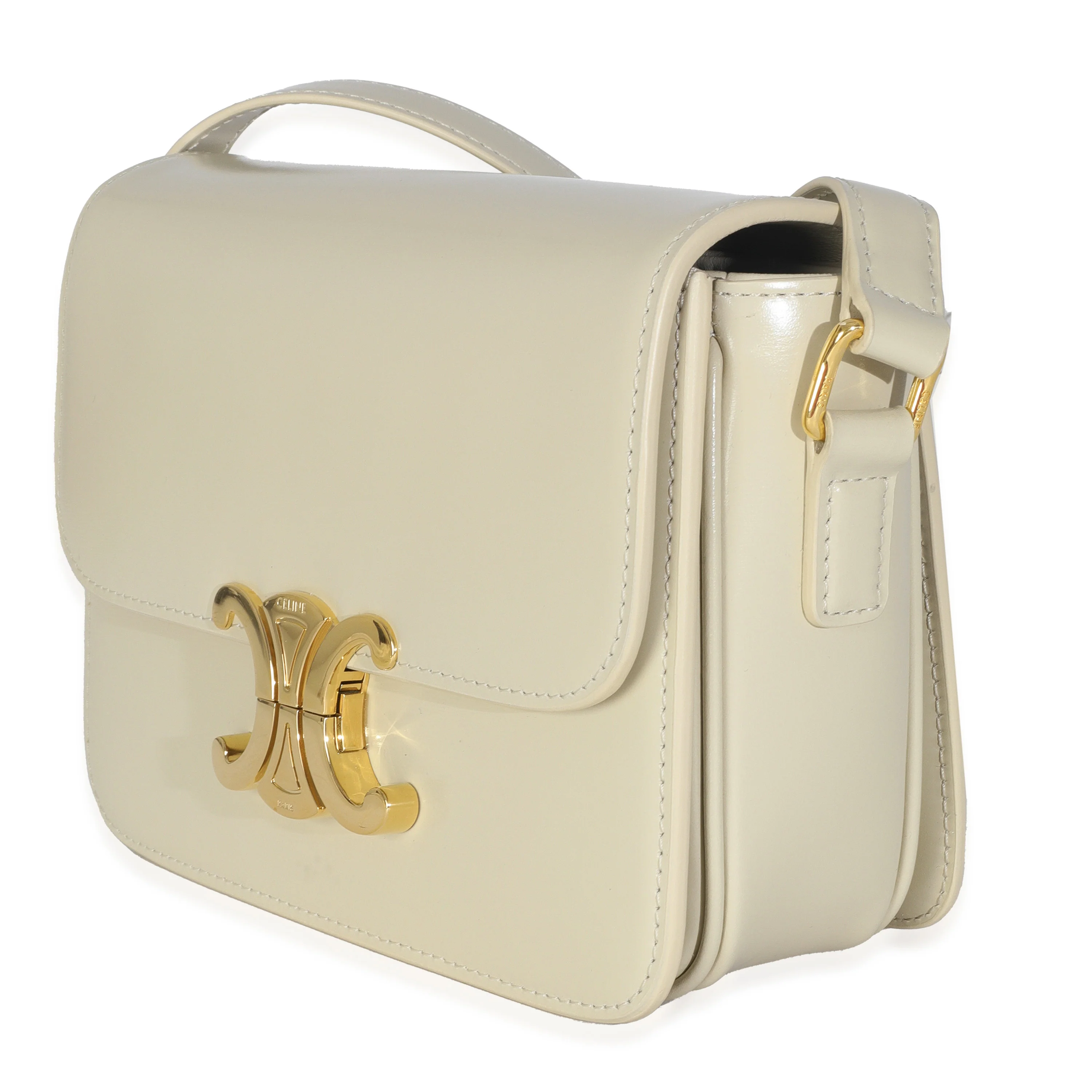 Light Stone Shiny Calfskin Classique Triomphe Bag - Image 2