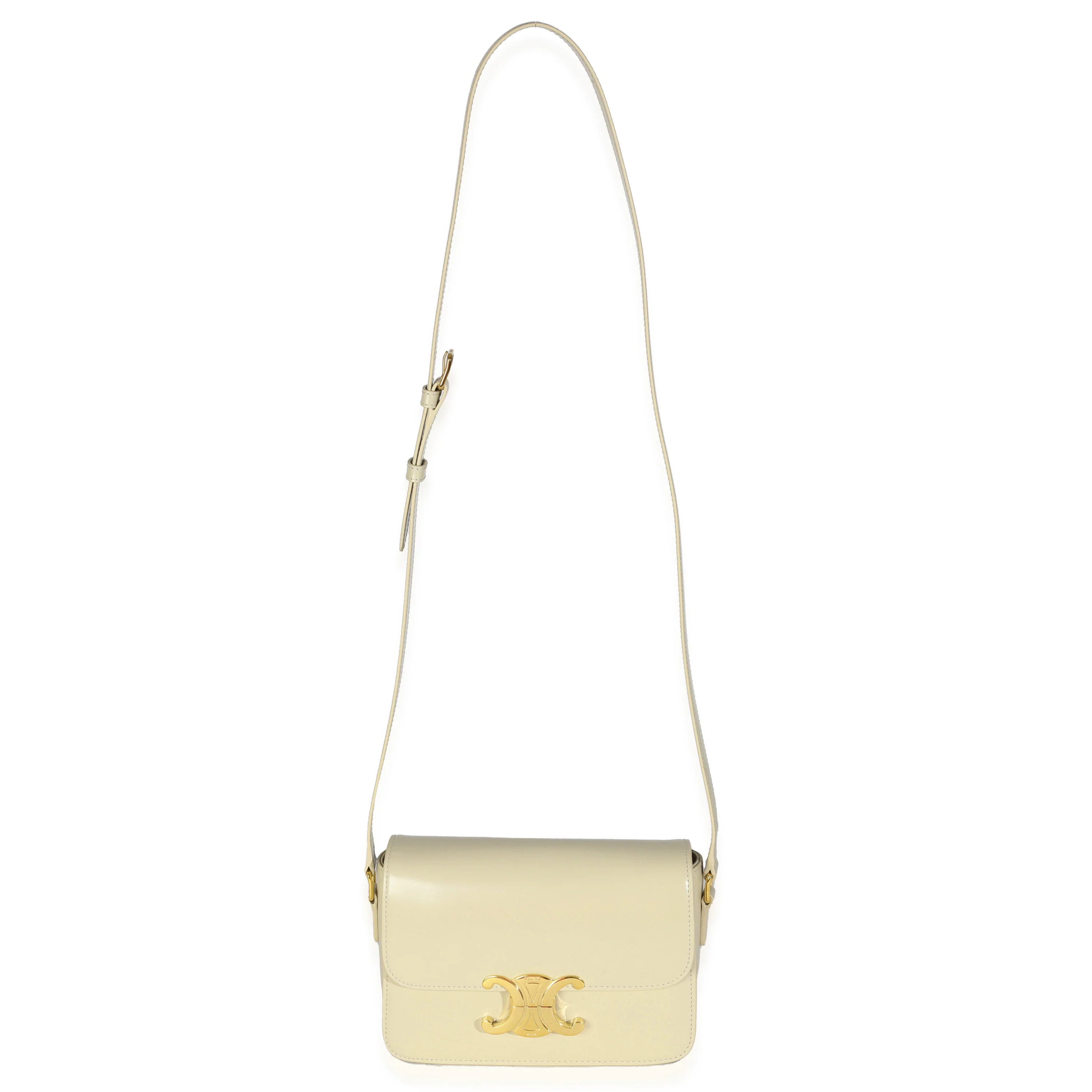 Light Stone Shiny Calfskin Classique Triomphe Bag - Image 8