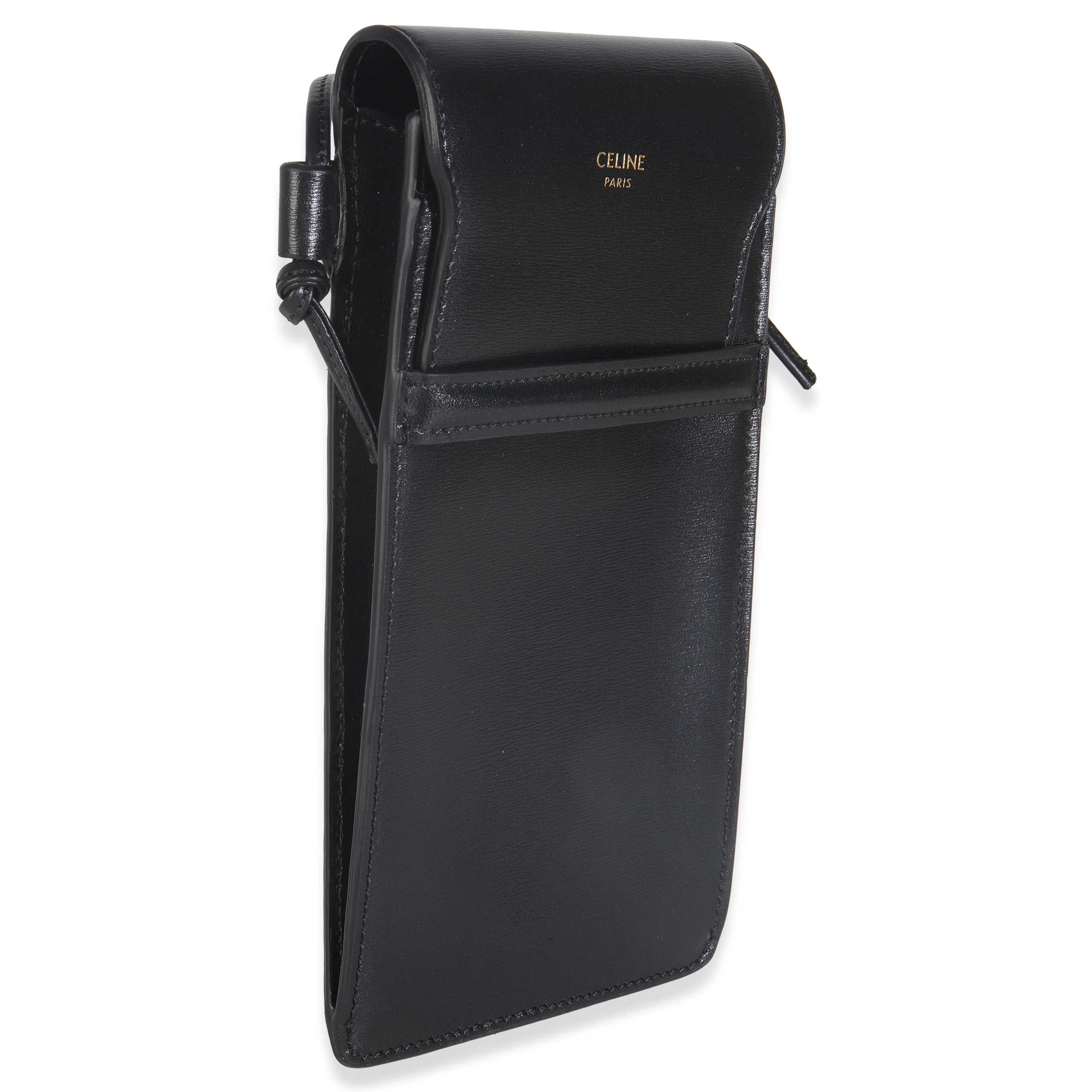 Black Smooth Calfskin Flap Phone Pouch - Image 3