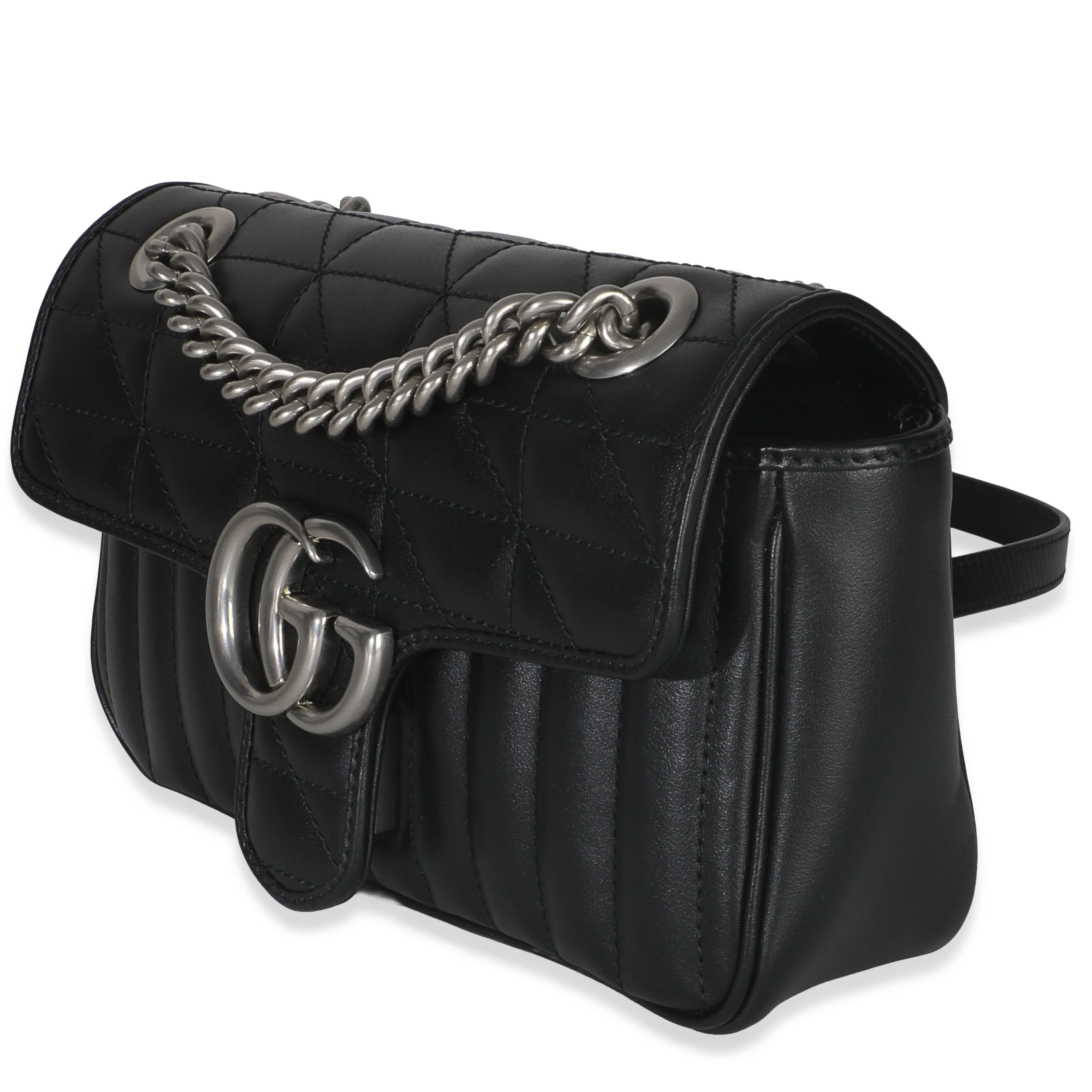 Black Aria Matelasse Calfskin Mini GG Marmont Shoulder Bag - Image 2