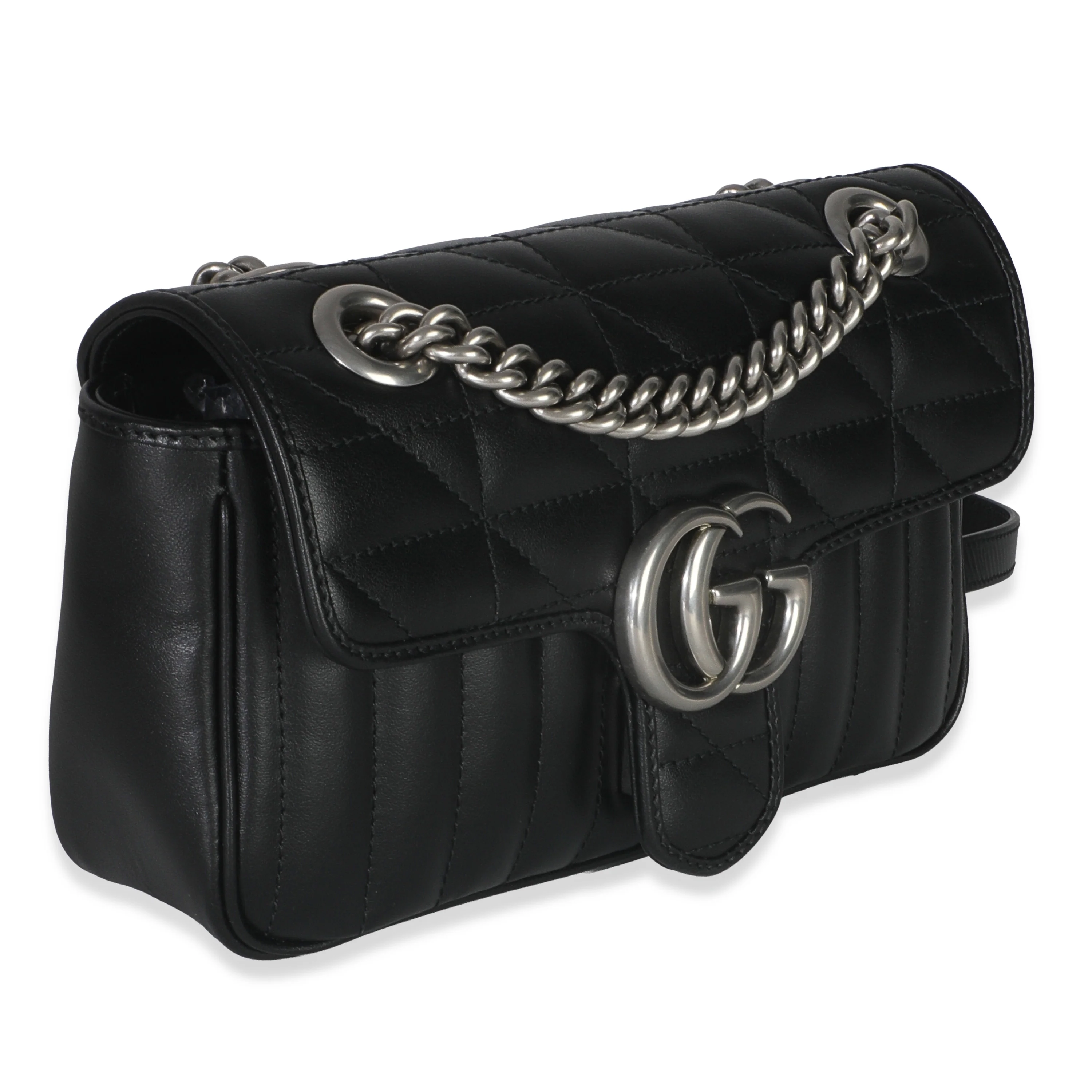 Black Aria Matelasse Calfskin Mini GG Marmont Shoulder Bag - Image 3