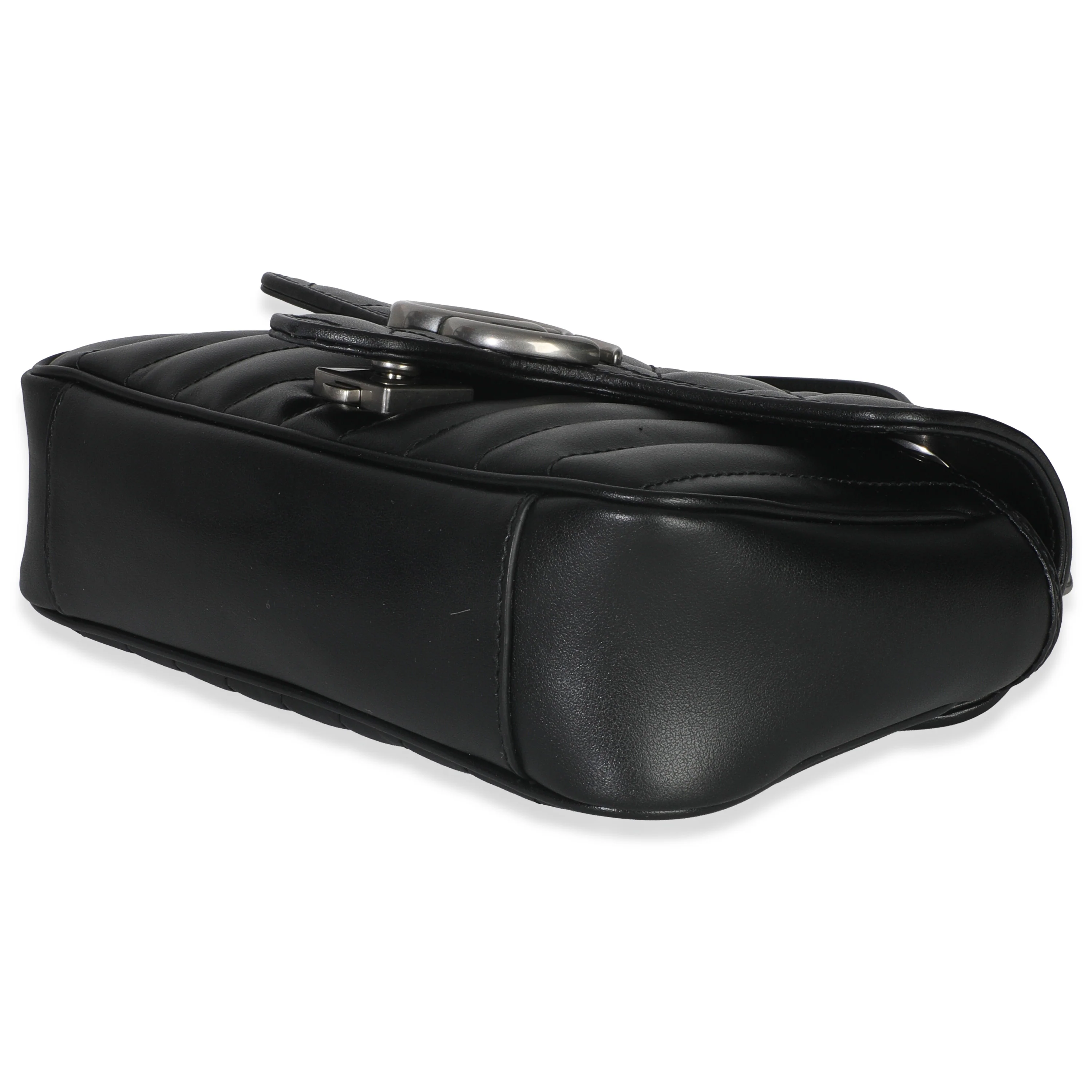 Black Aria Matelasse Calfskin Mini GG Marmont Shoulder Bag - Image 7