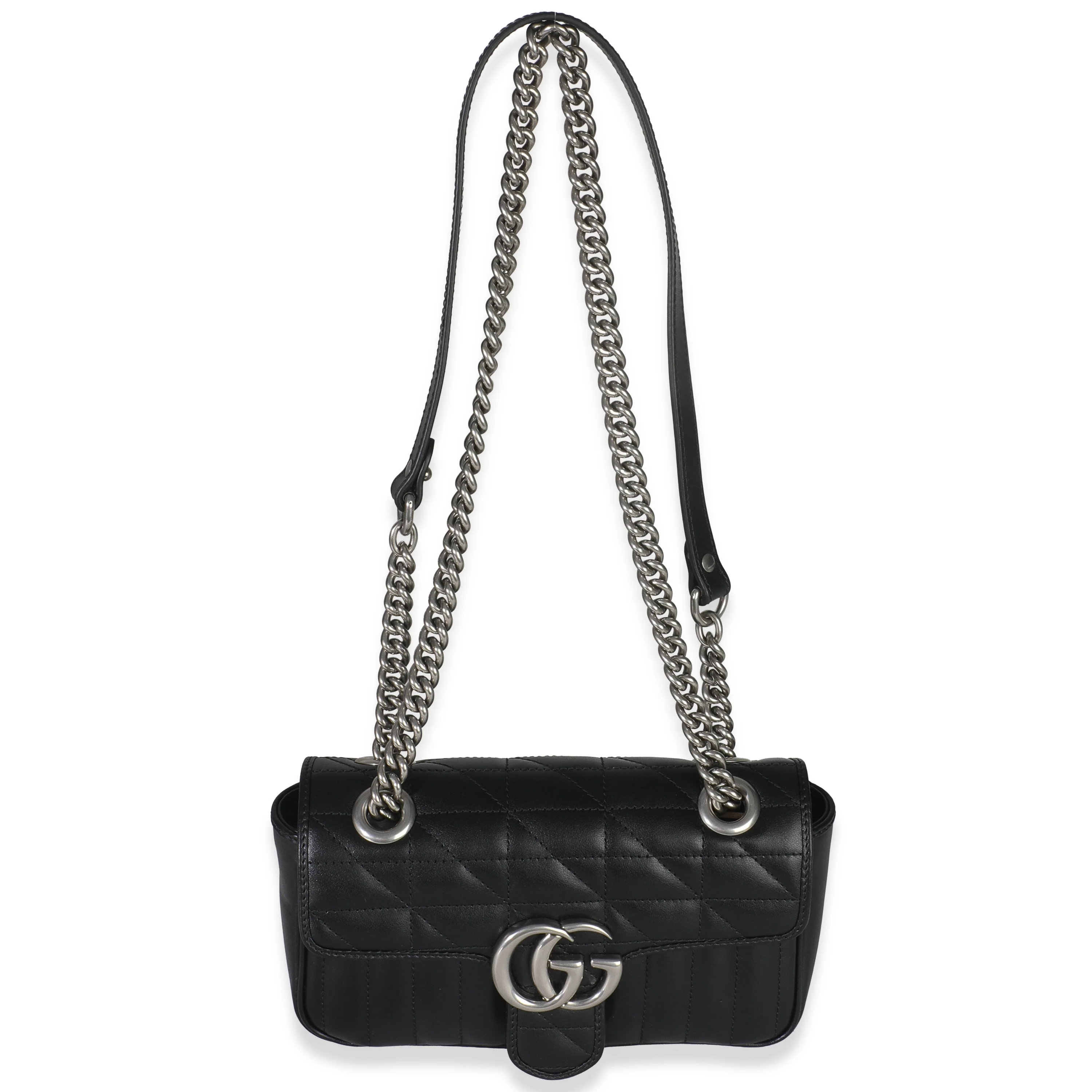 Black Aria Matelasse Calfskin Mini GG Marmont Shoulder Bag - Image 8