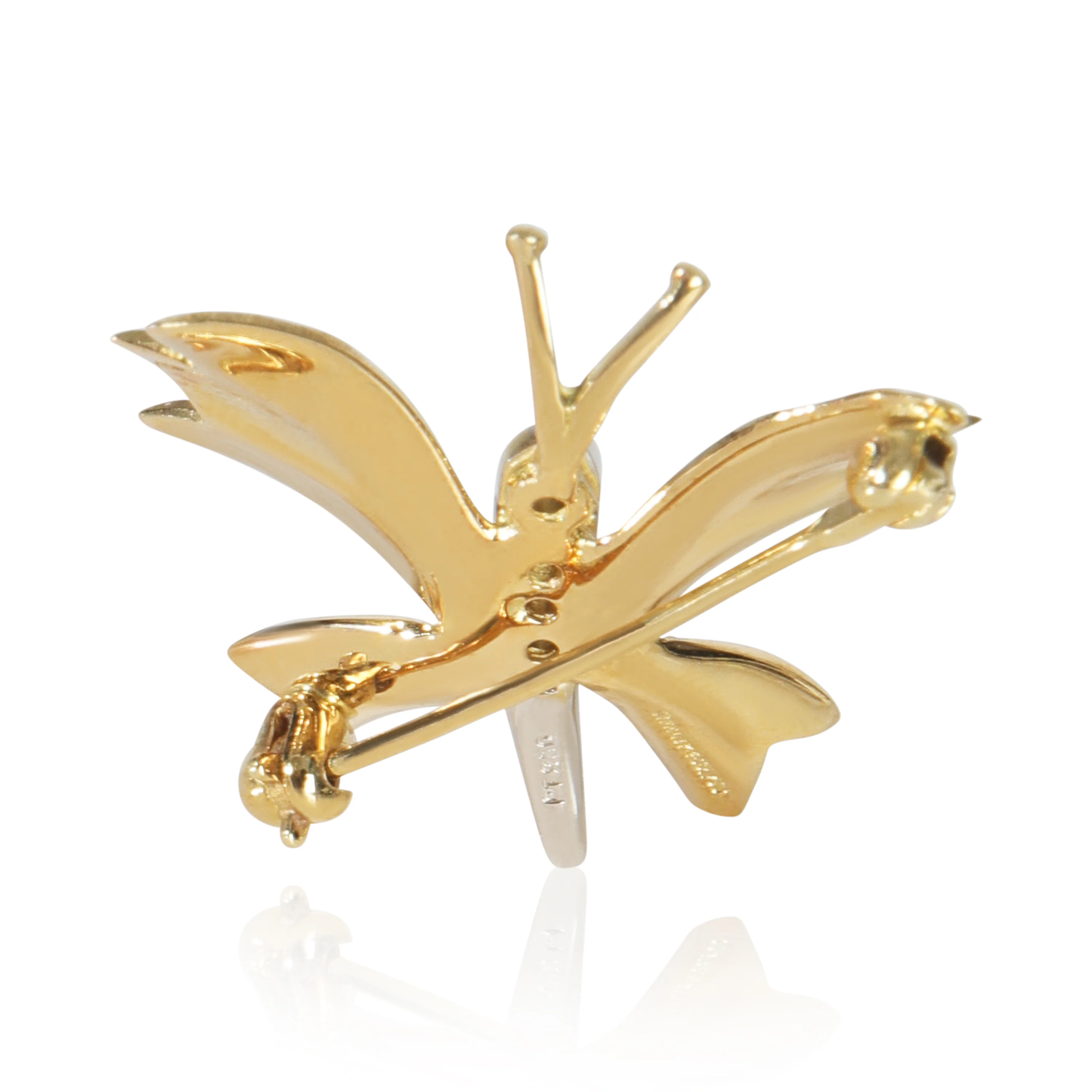 Yellow Gold & Platinum Diamond Vintage Butterfly Brooch - Image 3