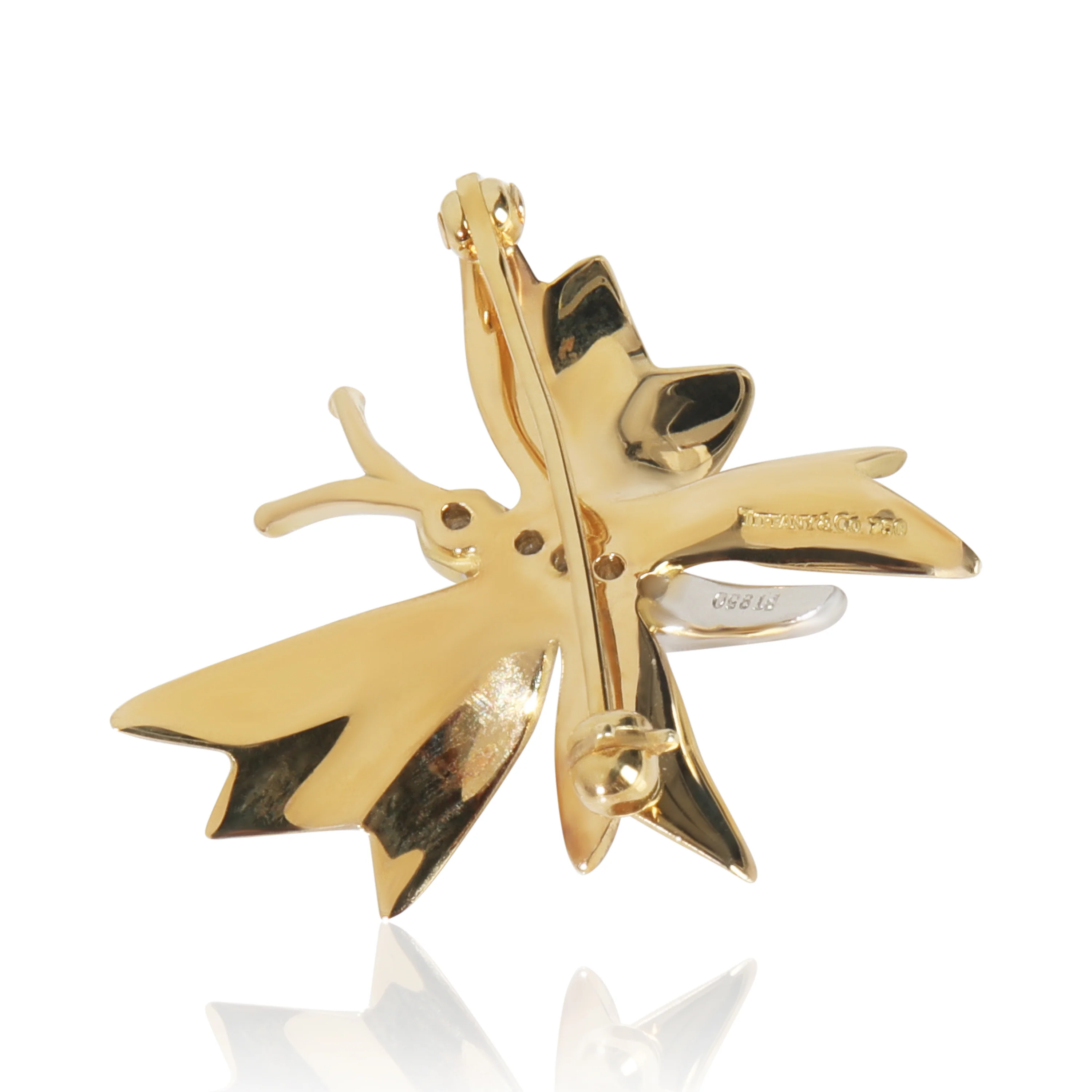 Yellow Gold & Platinum Diamond Vintage Butterfly Brooch - Image 4