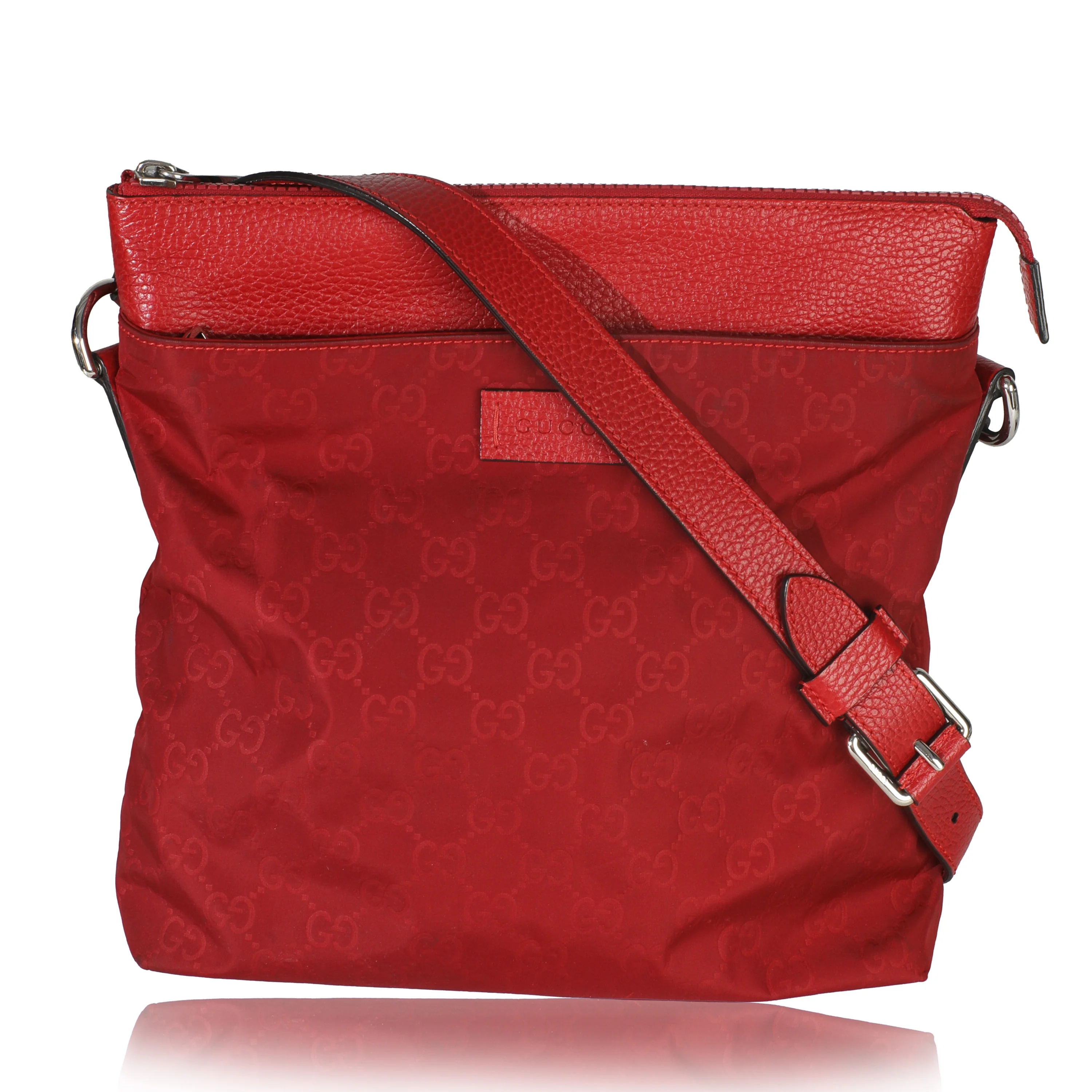 Vintage Red GG Nylon Flat Messenger Bag