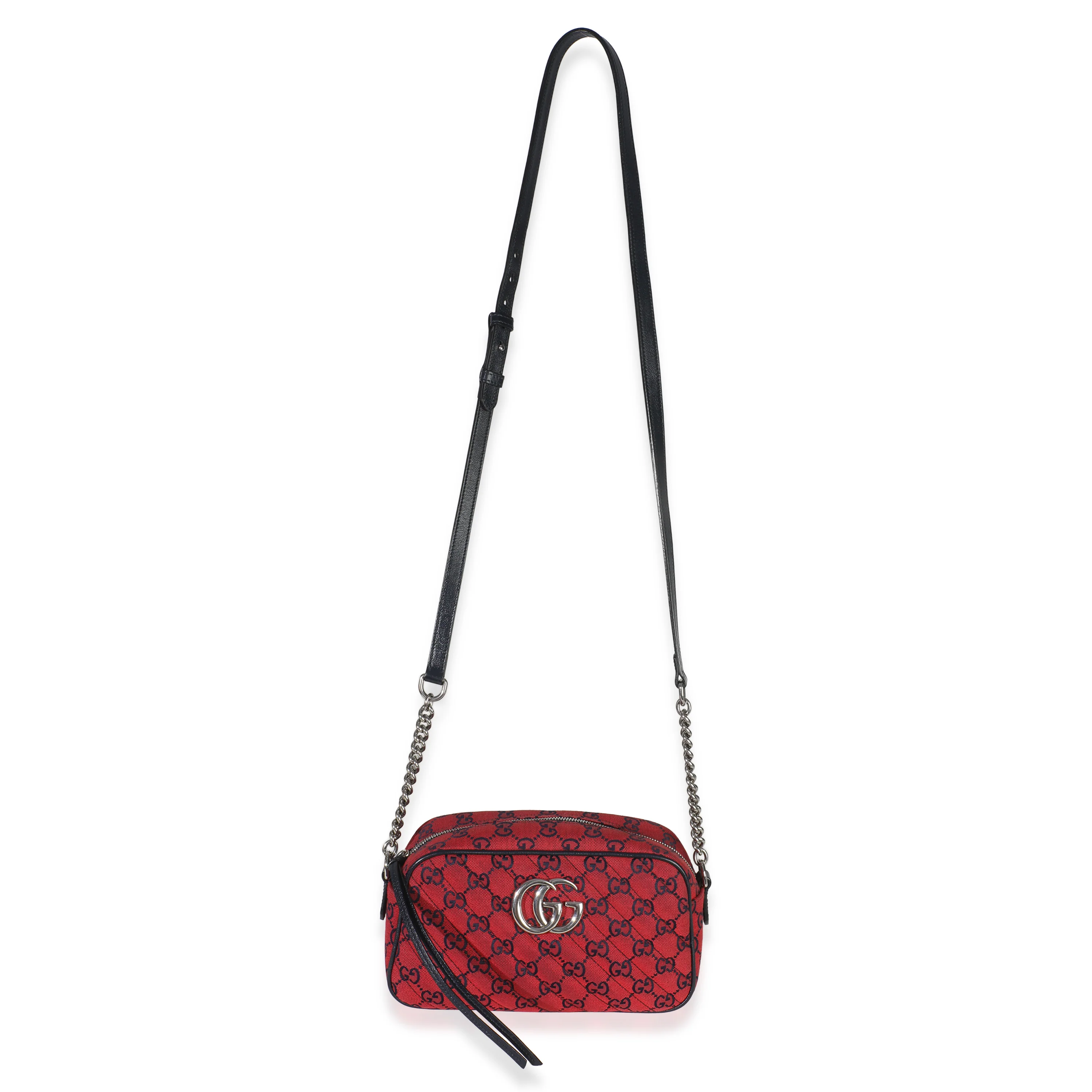 Red GG Diagonal Quilted Canvas Small GG Marmont Camera Bag - Image 8