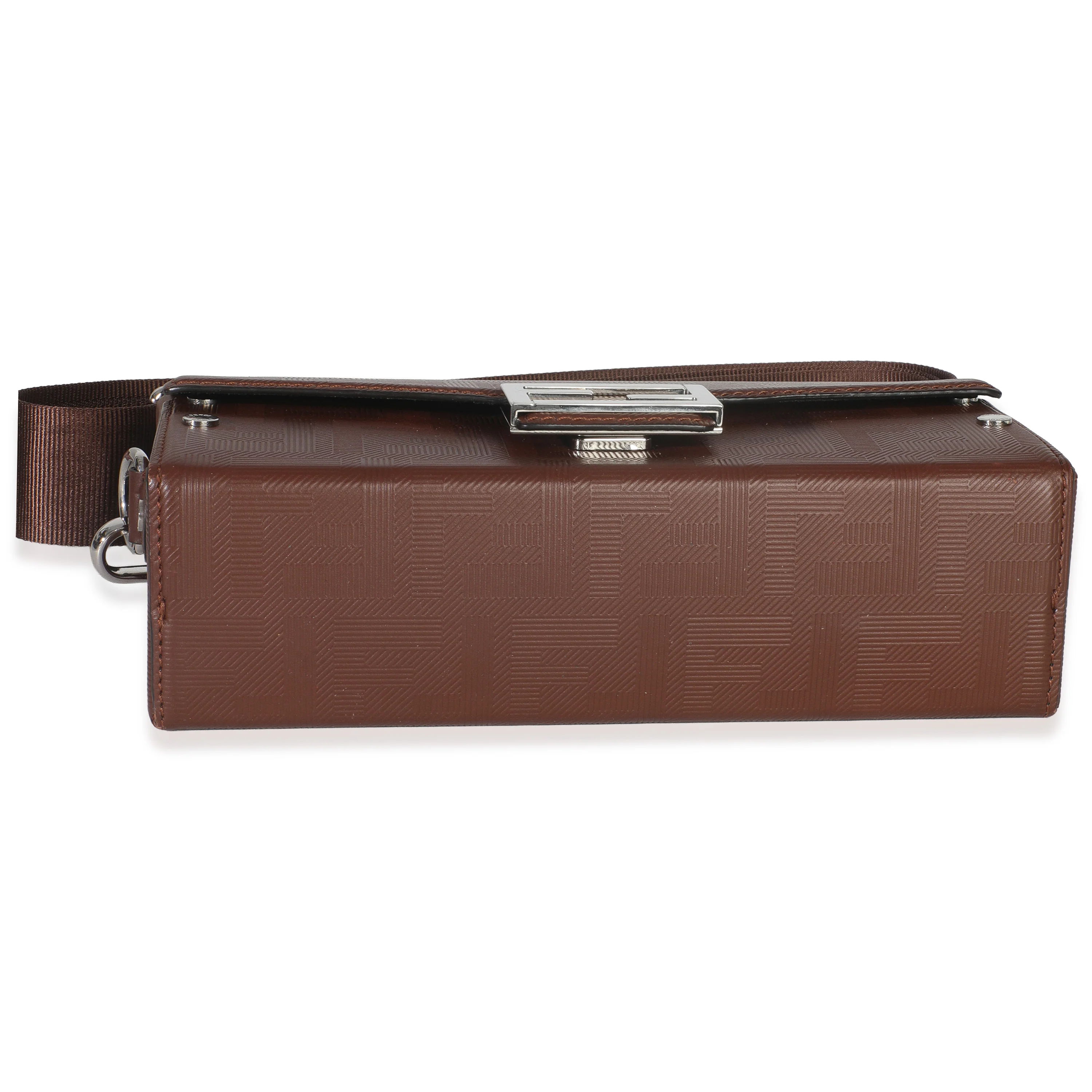 Brown FF Leather Baguette Soft Trunk Crossbody - Image 5
