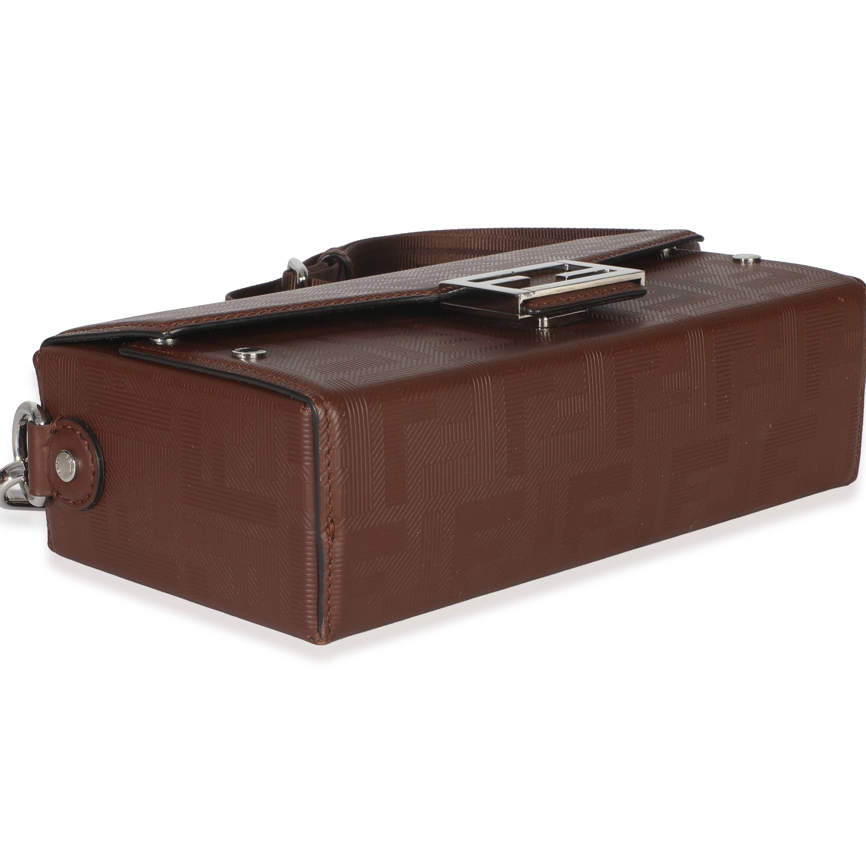 Brown FF Leather Baguette Soft Trunk Crossbody - Image 6