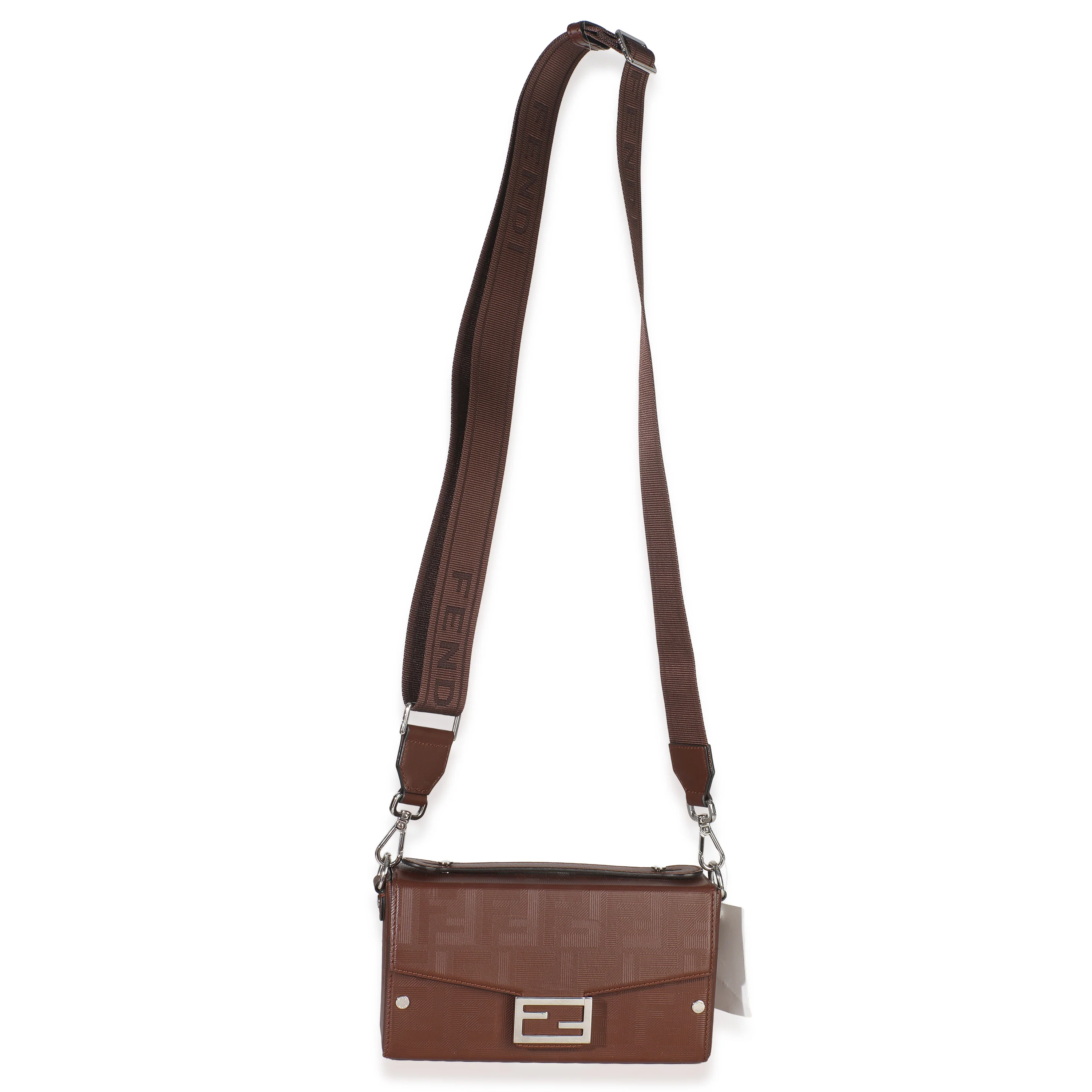 Brown FF Leather Baguette Soft Trunk Crossbody - Image 8