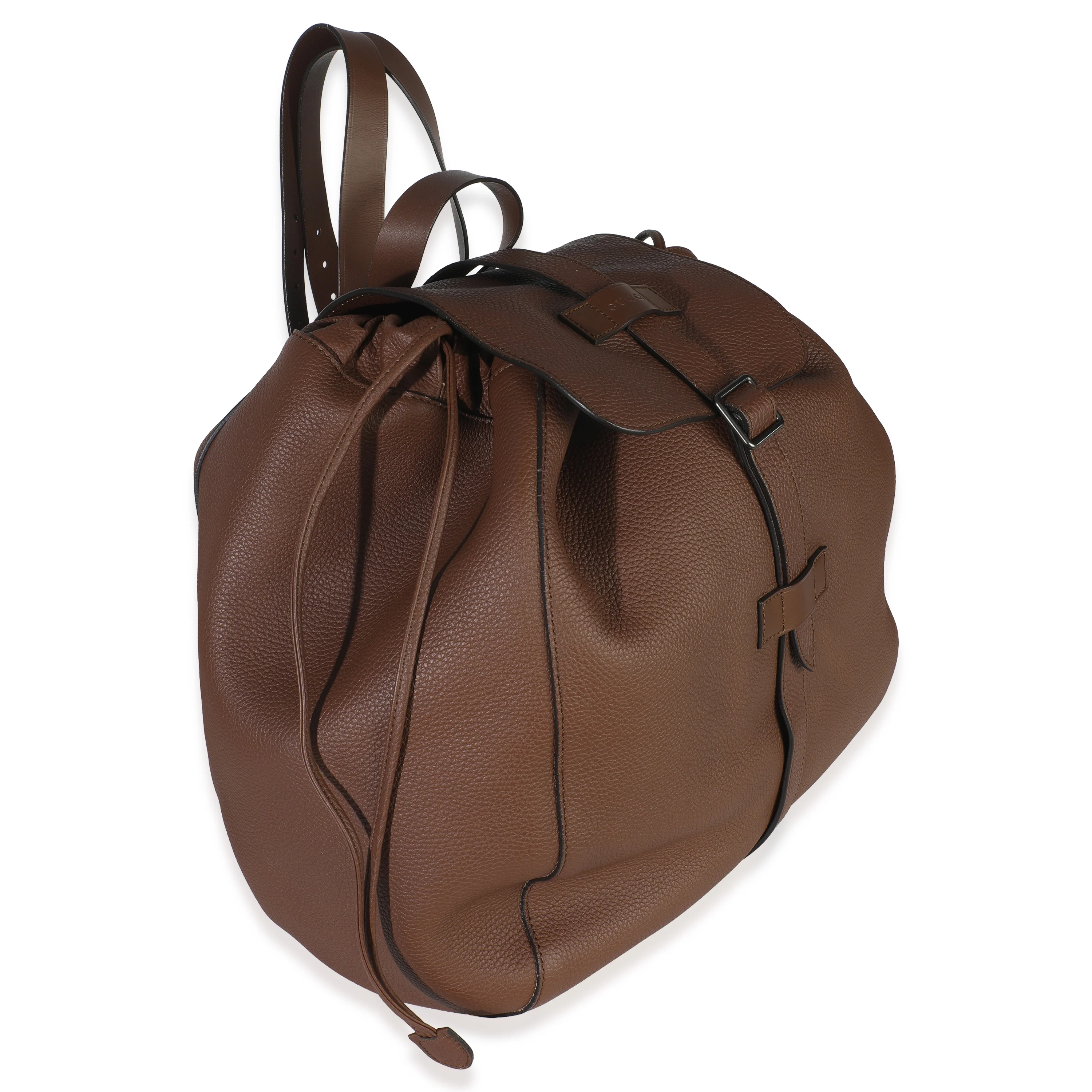 Brown Pebbled Leather Large Grand Prix Backpack - Image 3