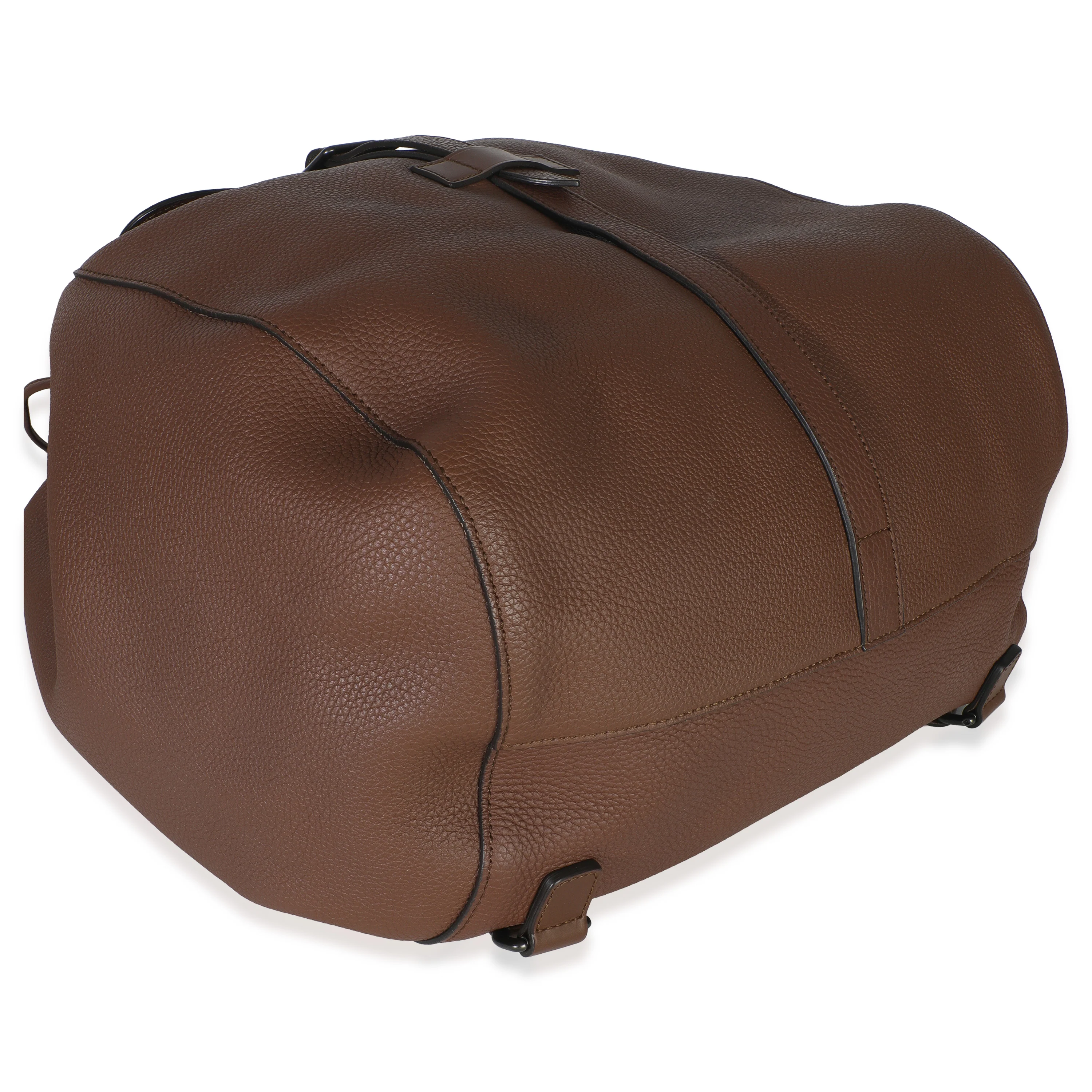 Brown Pebbled Leather Large Grand Prix Backpack - Image 6