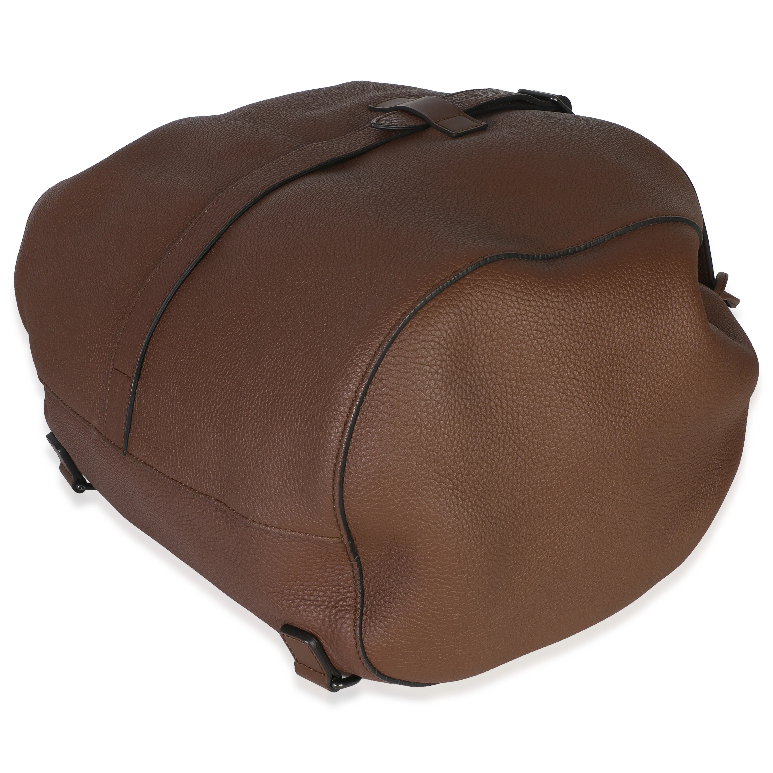 Brown Pebbled Leather Large Grand Prix Backpack - Image 7