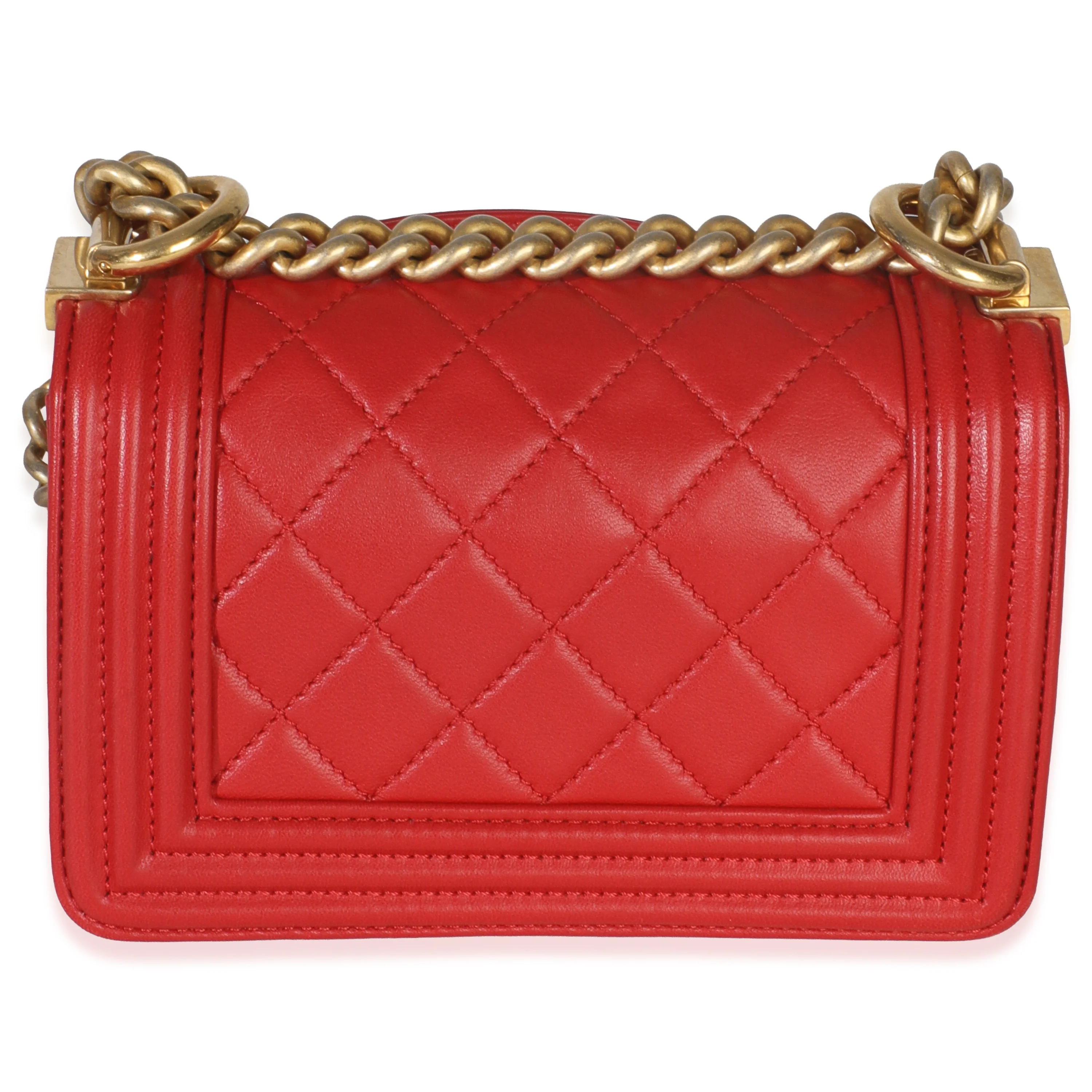 Red Quilted Lambskin Mini Boy Bag - Image 4