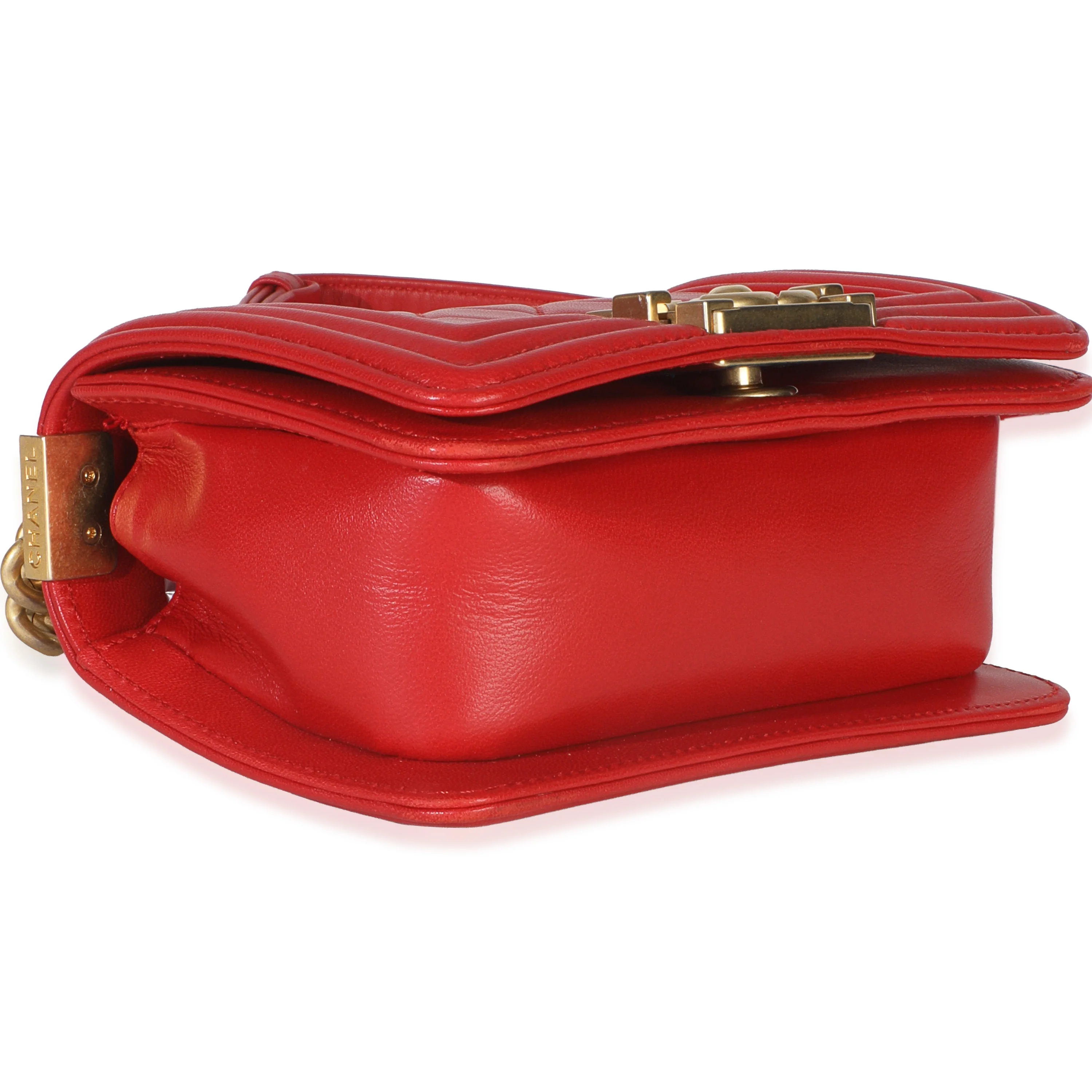 Red Quilted Lambskin Mini Boy Bag - Image 6