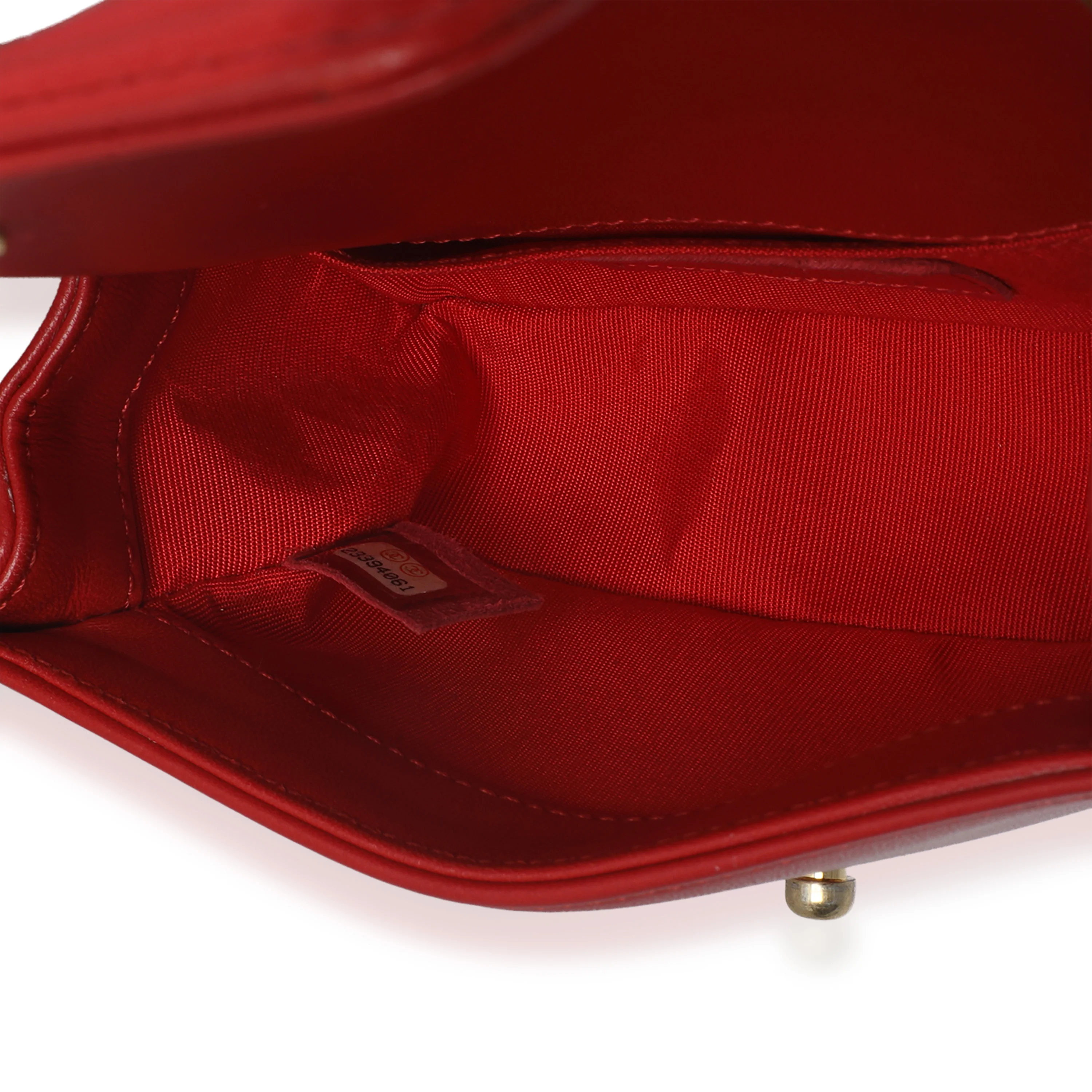 Red Quilted Lambskin Mini Boy Bag - Image 9