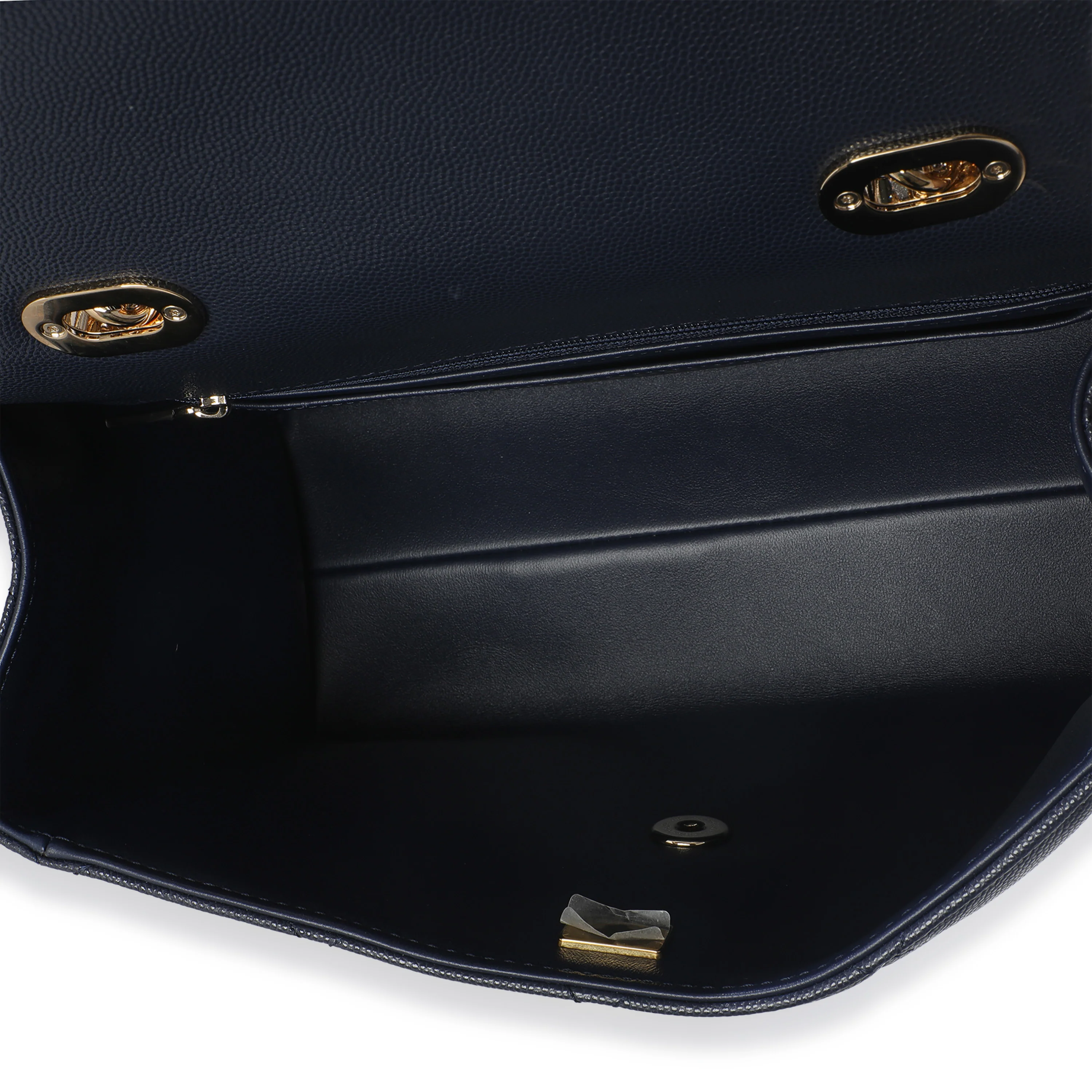 Navy Blue Quilted Caviar Retro Twist Top Handle Handbag - Image 8