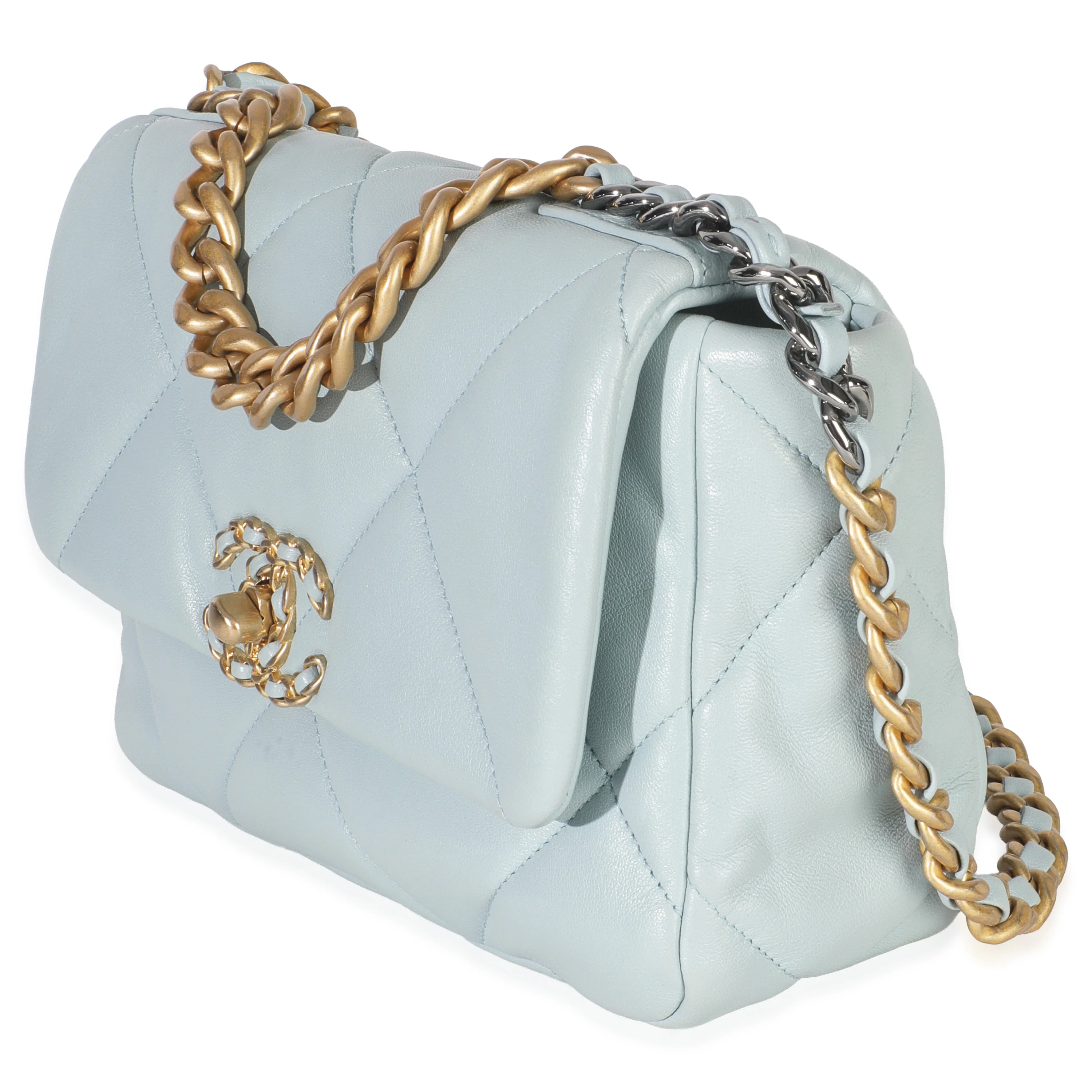 Light Blue Quilted Lambskin Medium Chanel 19 Flap Bag - Image 2