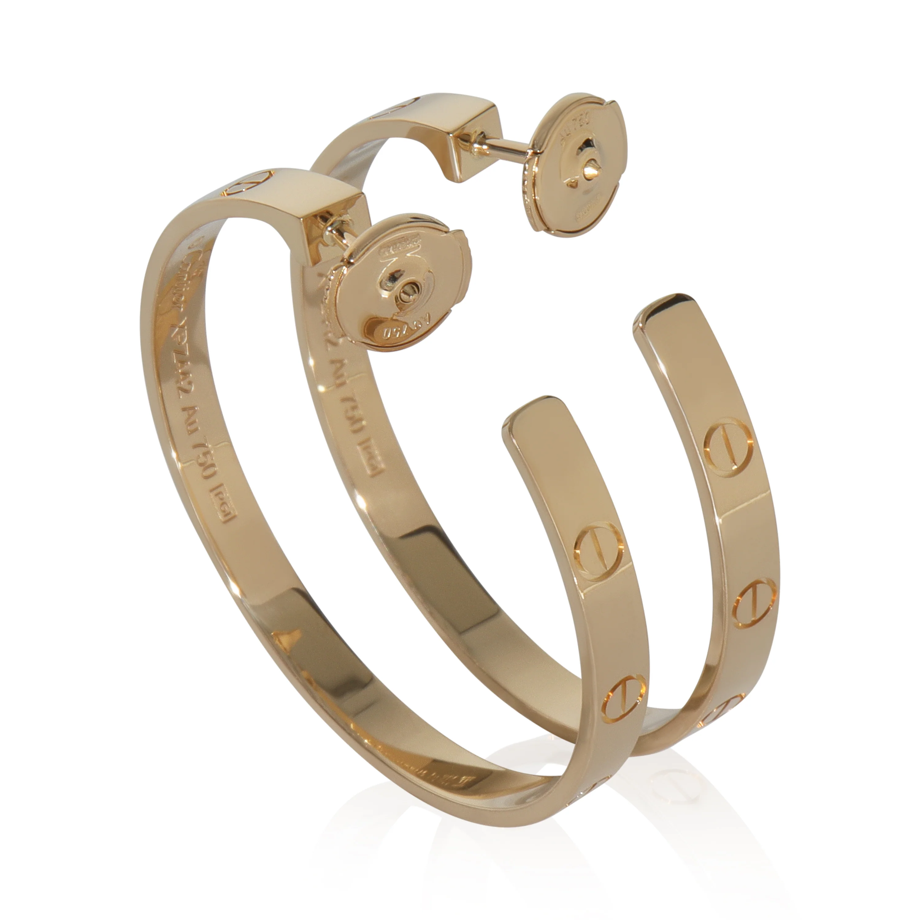 Yellow Gold  Large Model Love Hoop Earrings - Image 3