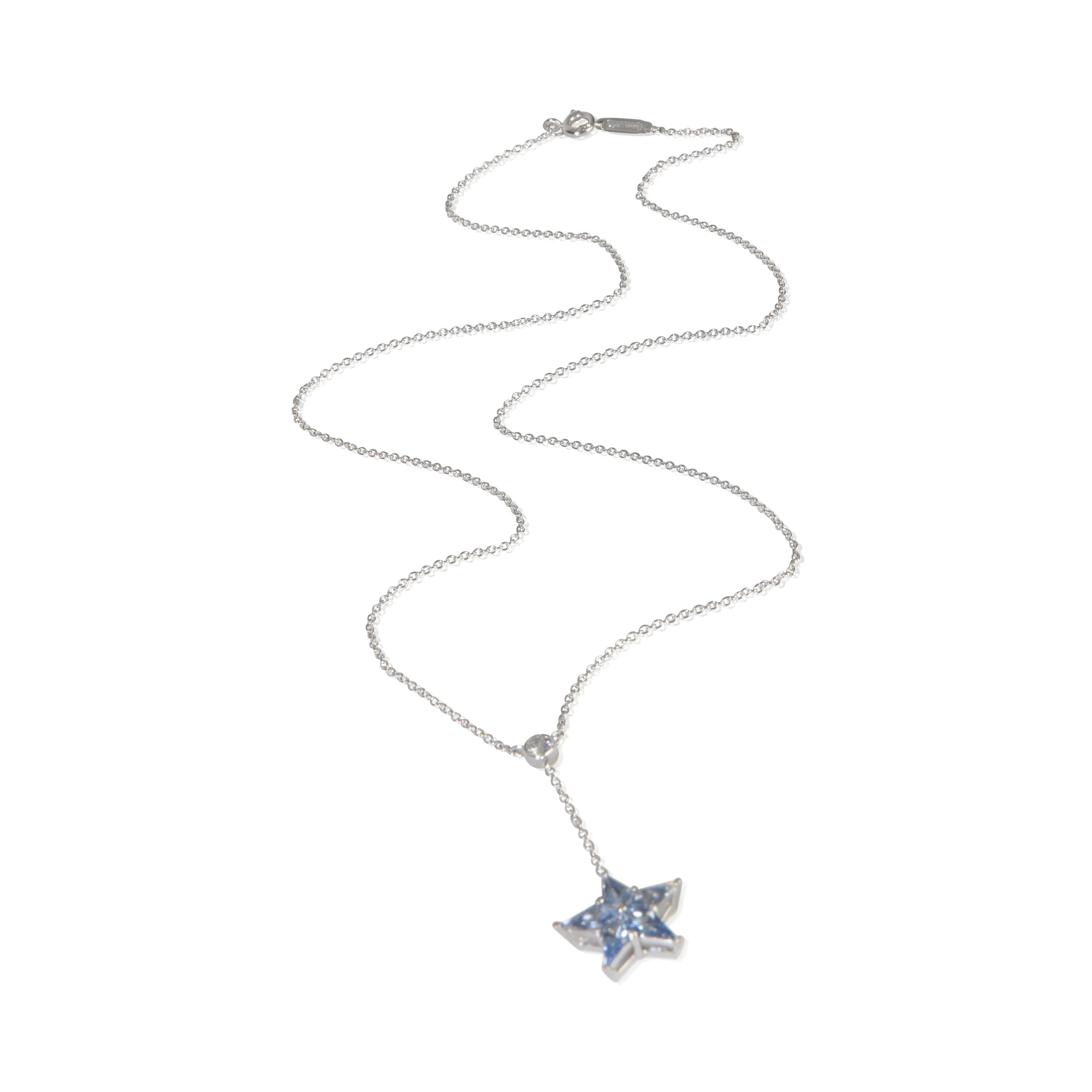 Platinum Sapphire and Diamond Star Lariat Pendant - Image 2