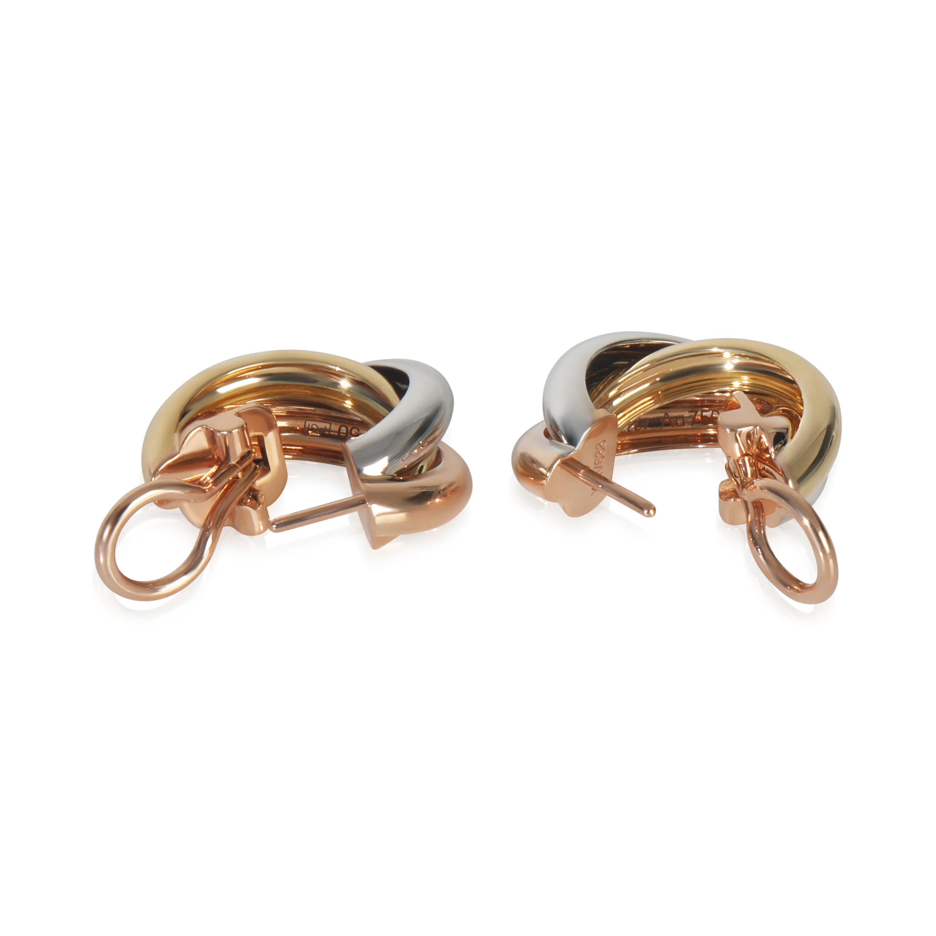 3-Tone Gold  Classic Trinity Hoop Earrings - Image 6