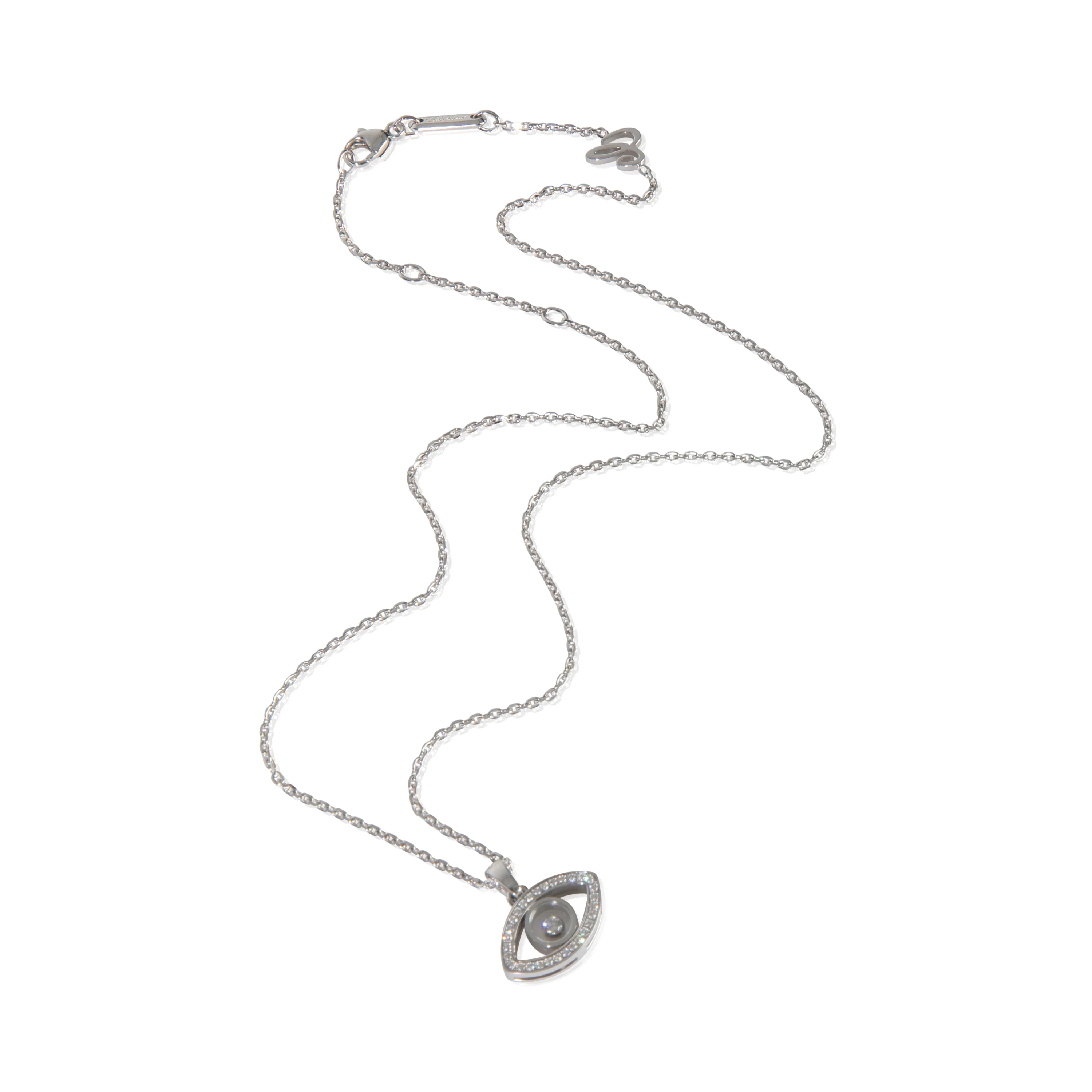 White Gold Diamond Happy Diamond Evil Eye Pendant - Image 3