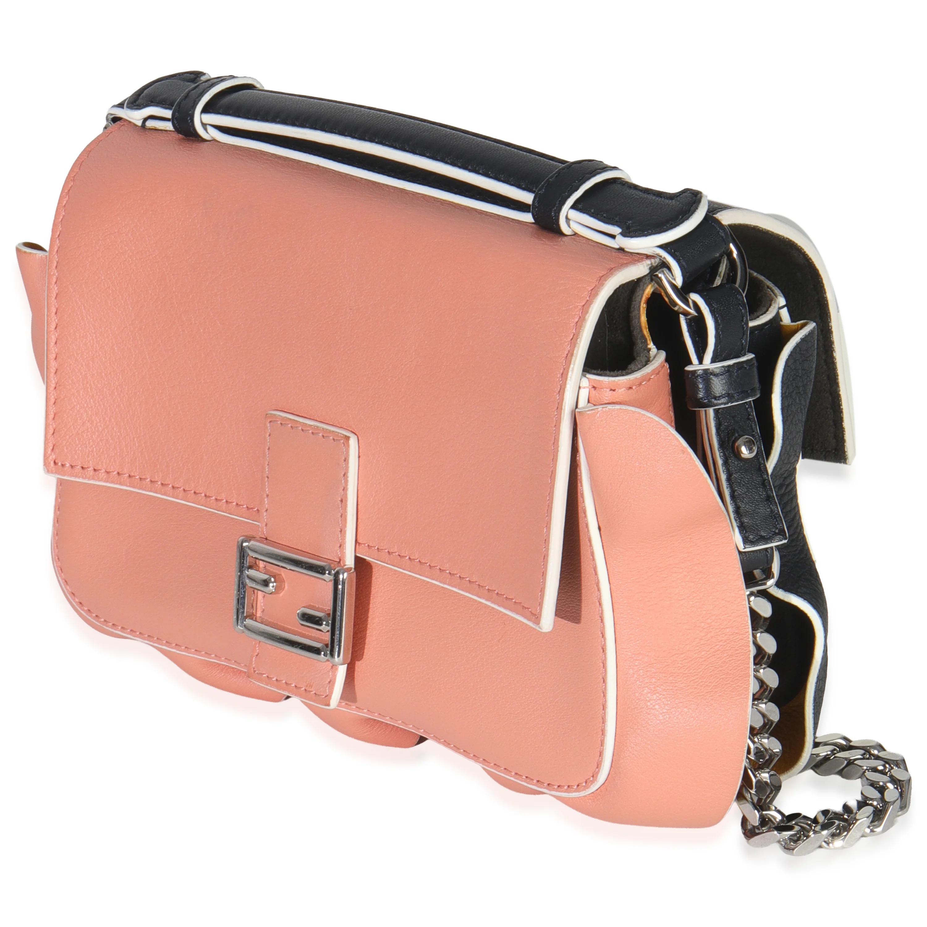 Black Pink Leather Wave Double Micro Baguette - Image 2