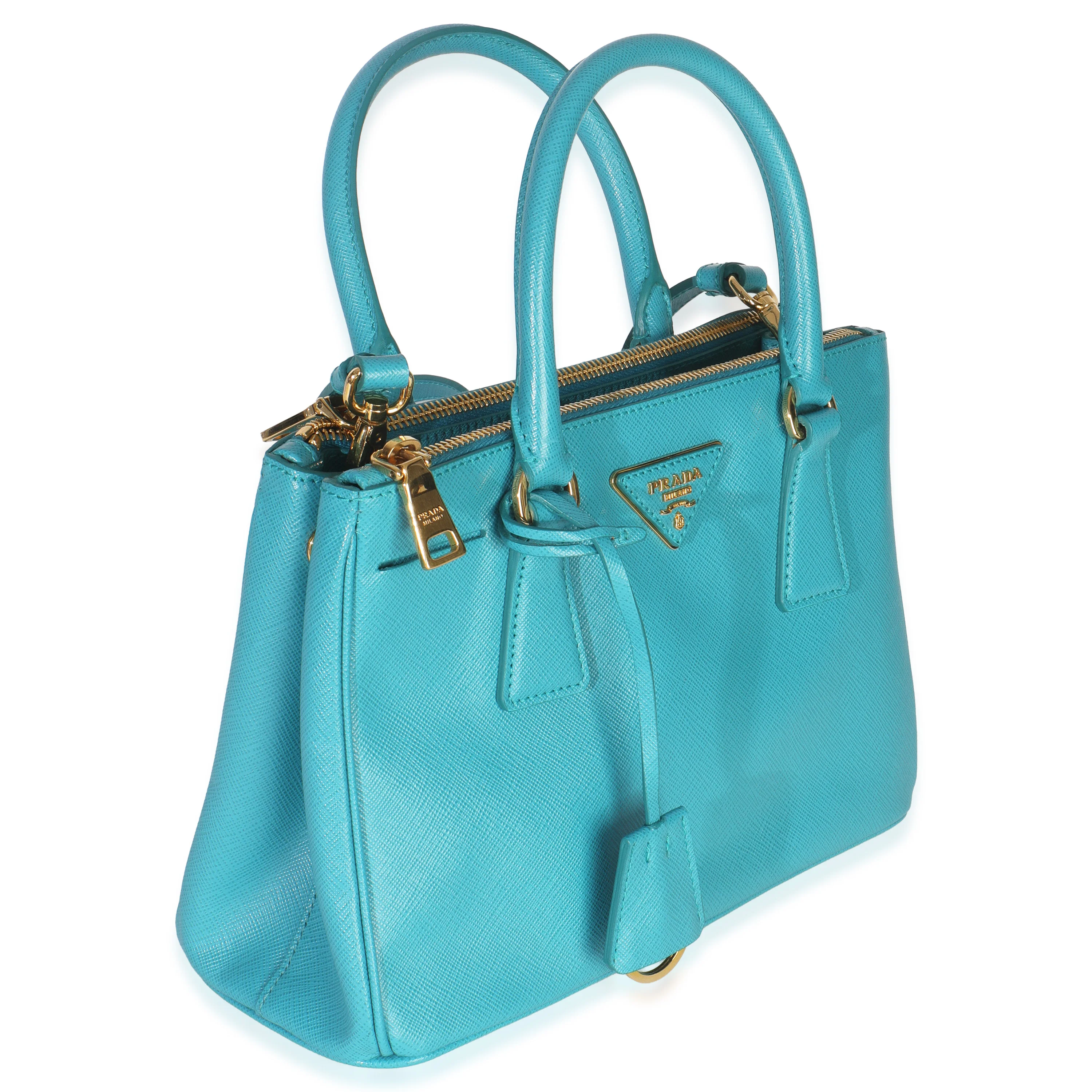 Turchese Saffiano Galleria Small Double Zip Tote - Image 3