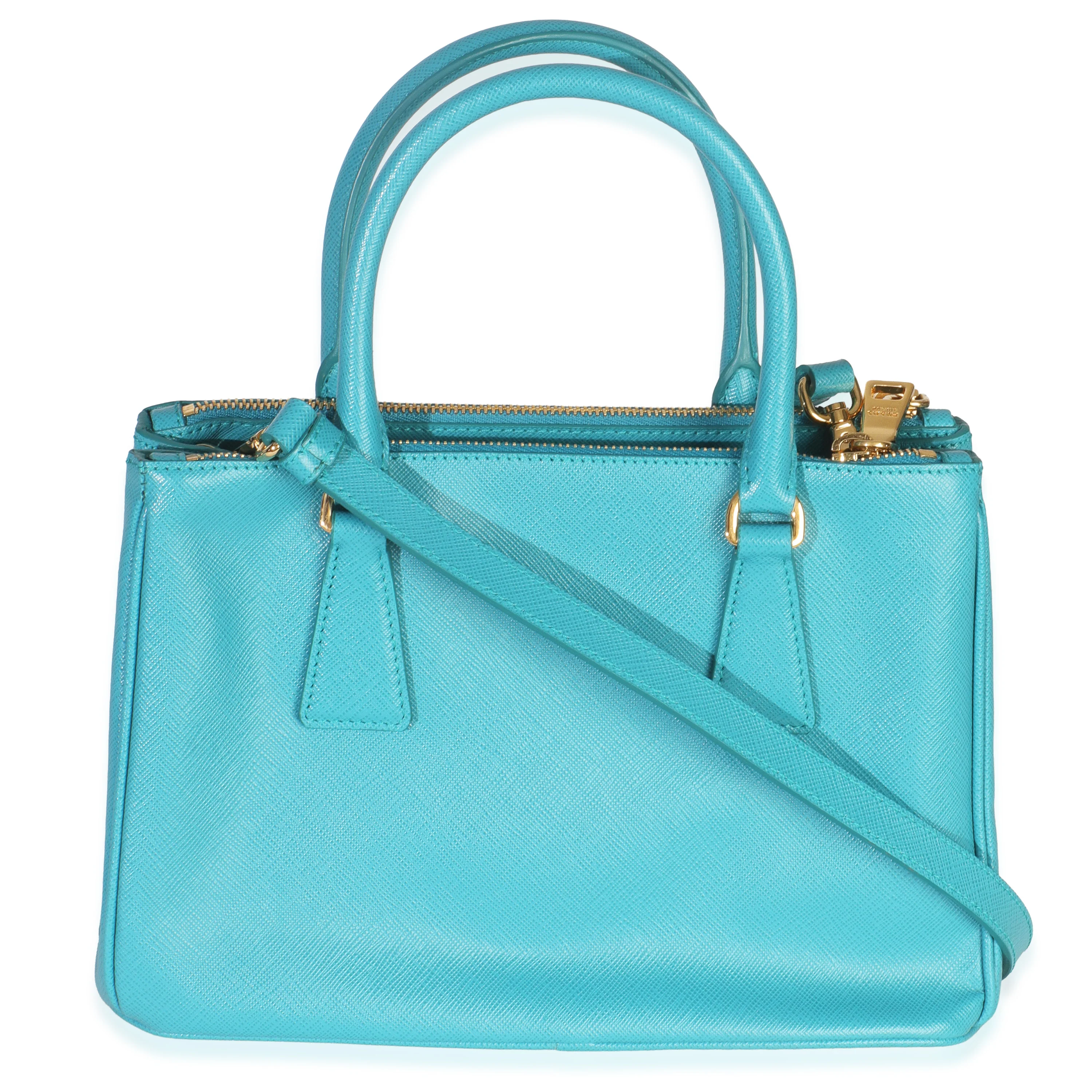Turchese Saffiano Galleria Small Double Zip Tote - Image 4