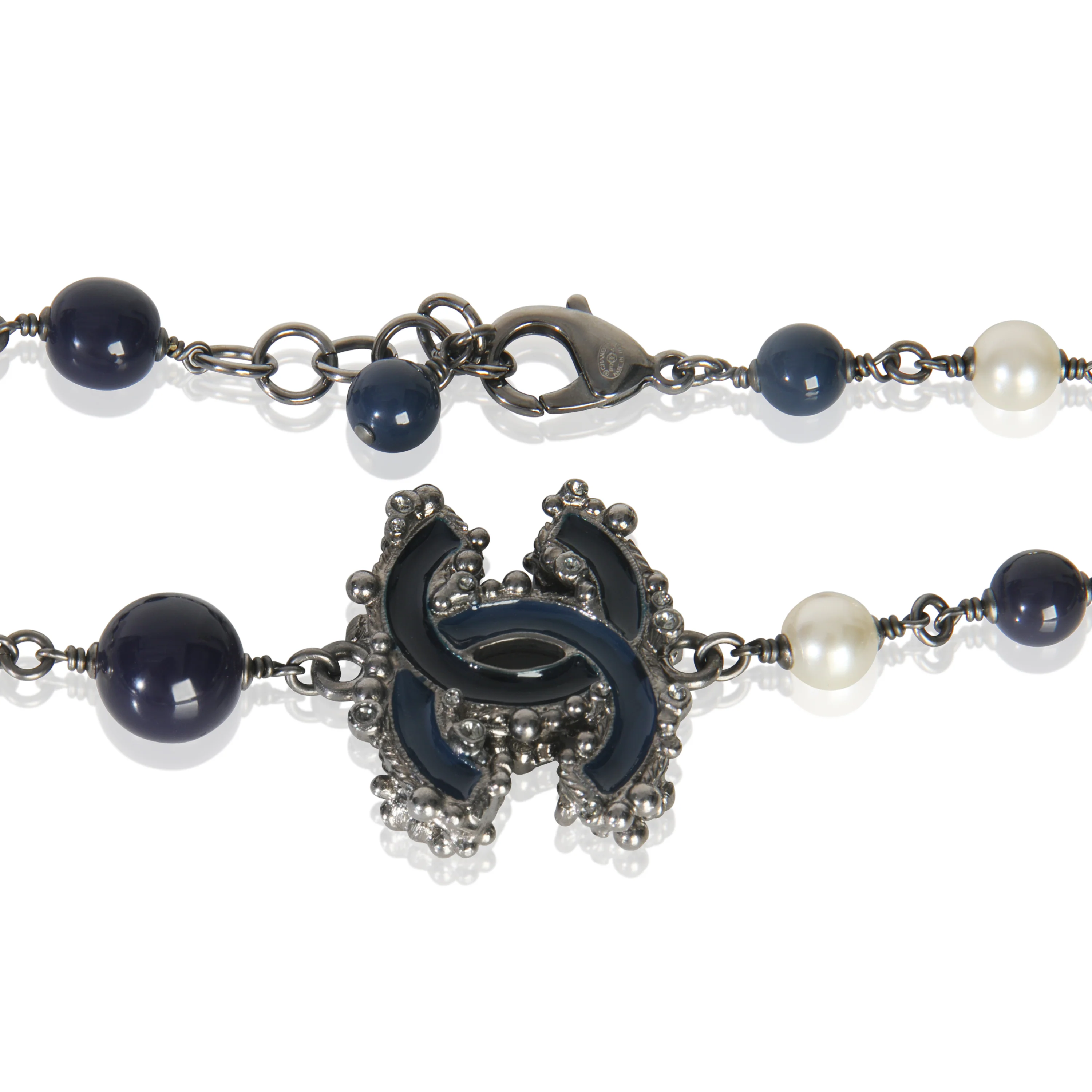 2012 Faux Pearl & Blue Bead Necklace - Image 2