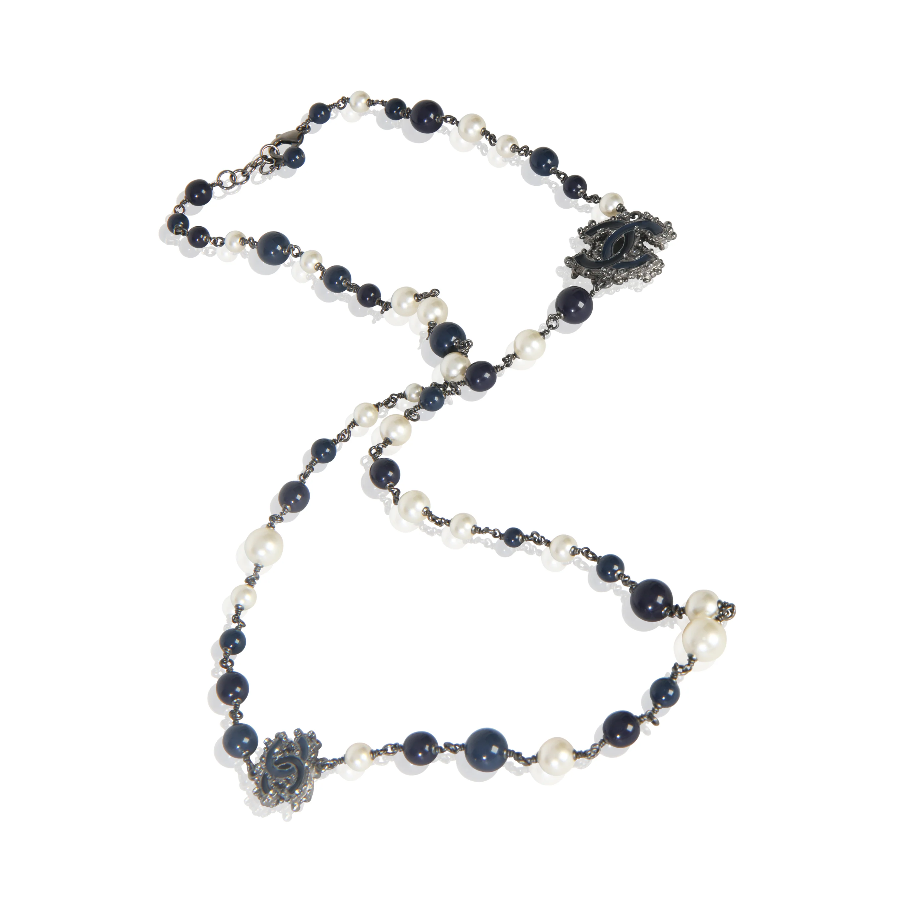 2012 Faux Pearl & Blue Bead Necklace - Image 3